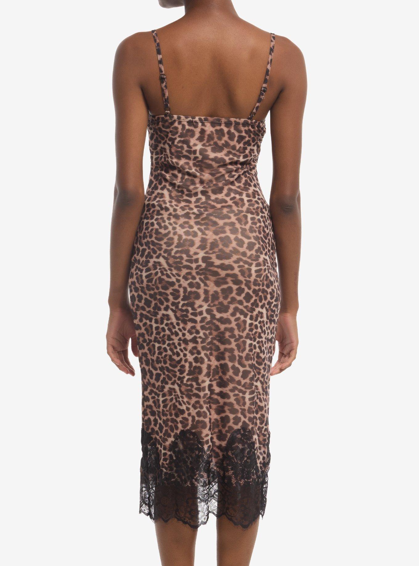 Leopard Black Lace Cami Midi Dress, MULTI, alternate - view 3
