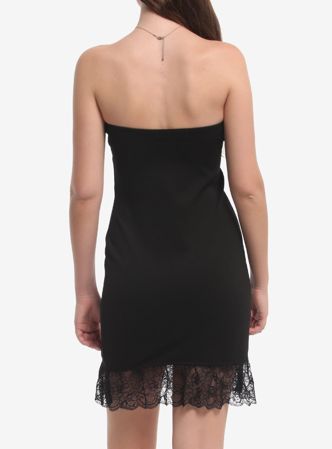 Black Strapless Dress With Scarf, MULTI, alternate - view 3
