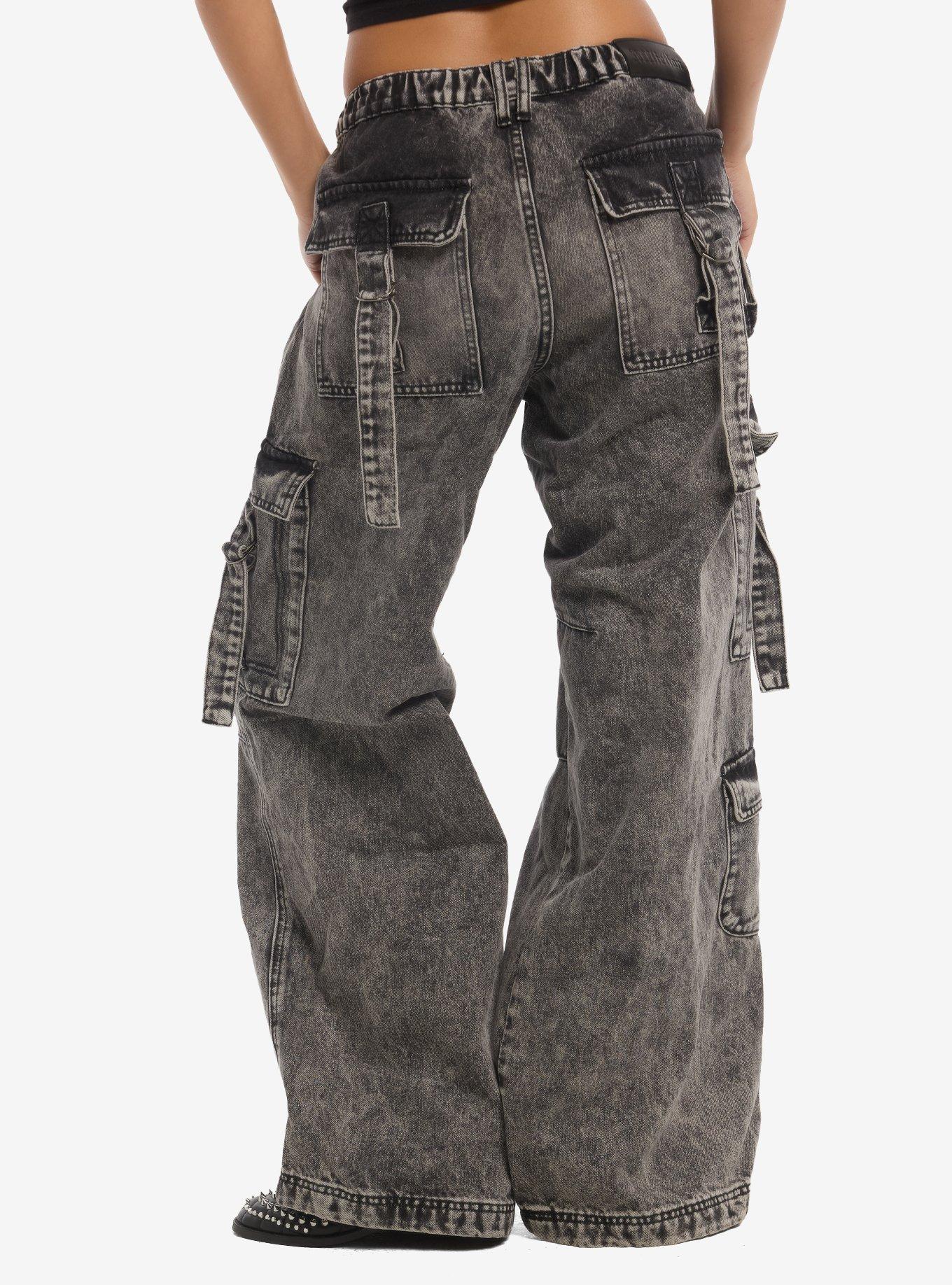 Affliction Dark Grey Wash Strap Cargo Jeans, MULTI, alternate - view 2