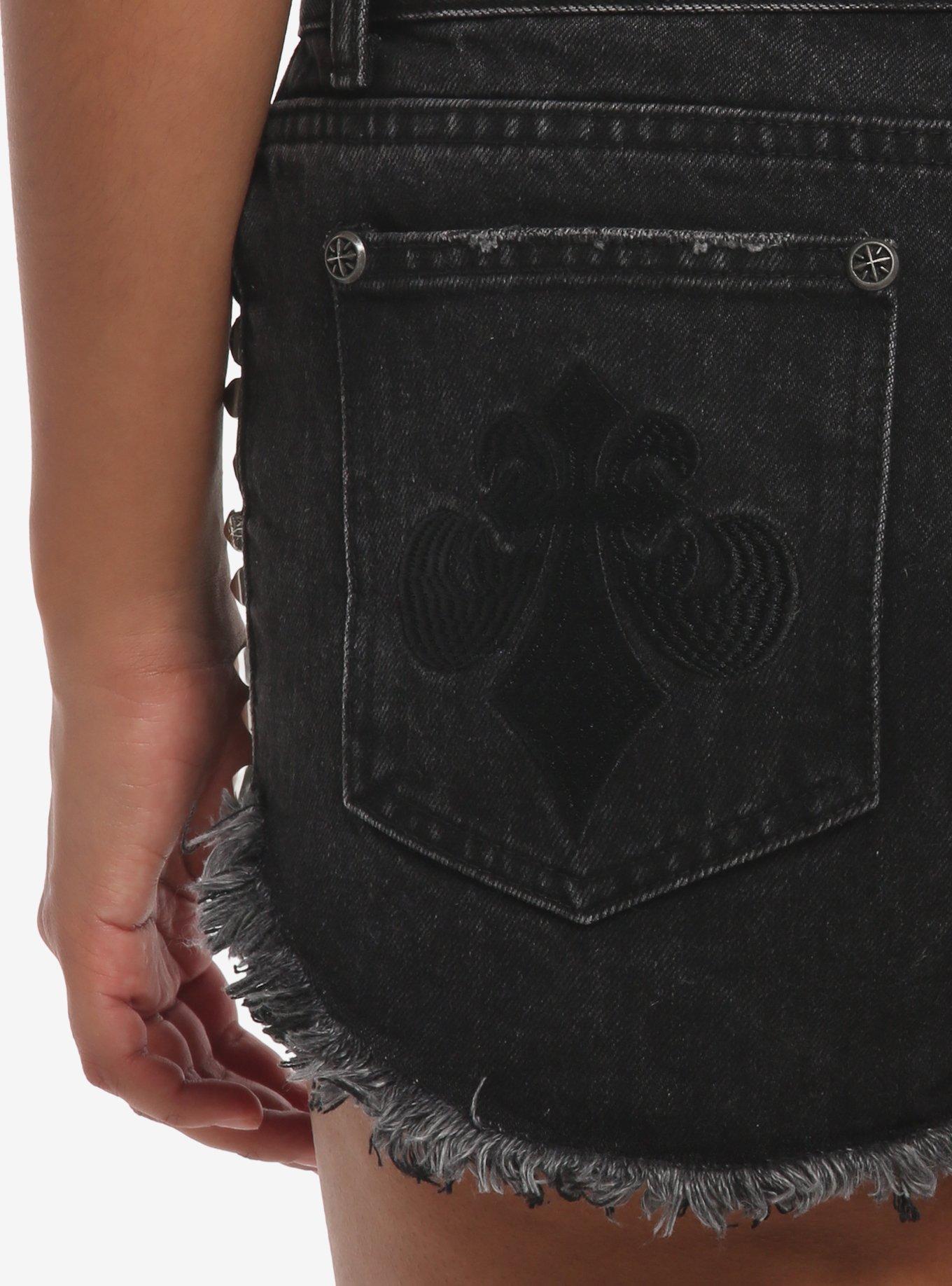 Affliction Stud Fleur De Lis Denim Shorts, MULTI, alternate - view 3