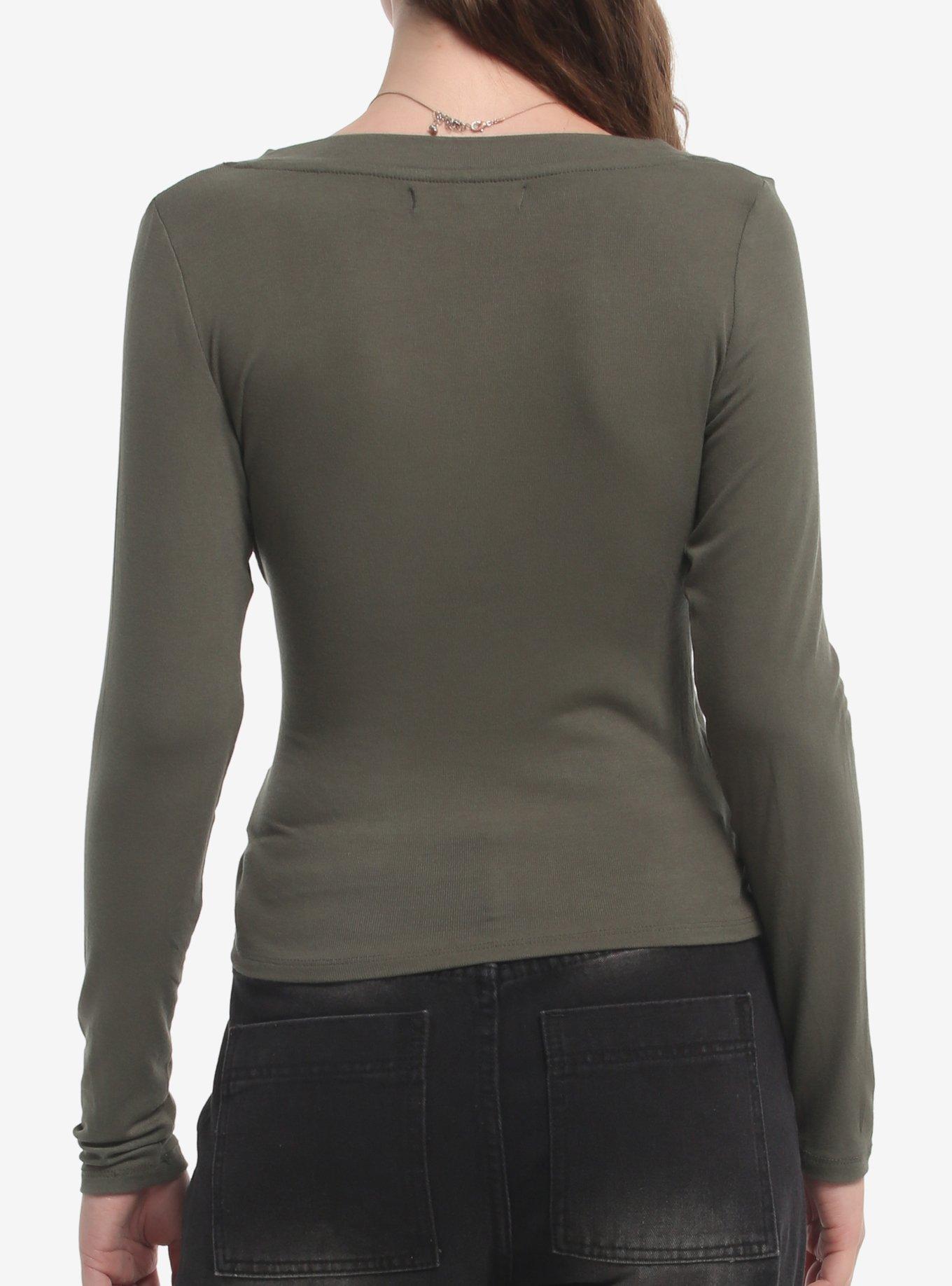 Green Wrap Girls Long-Sleeve Top, MULTI, alternate - view 3