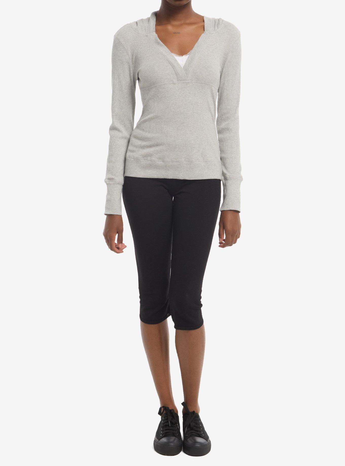 Grey Henley Girls Twofer Long-Sleeve Top, MULTI, alternate - view 3