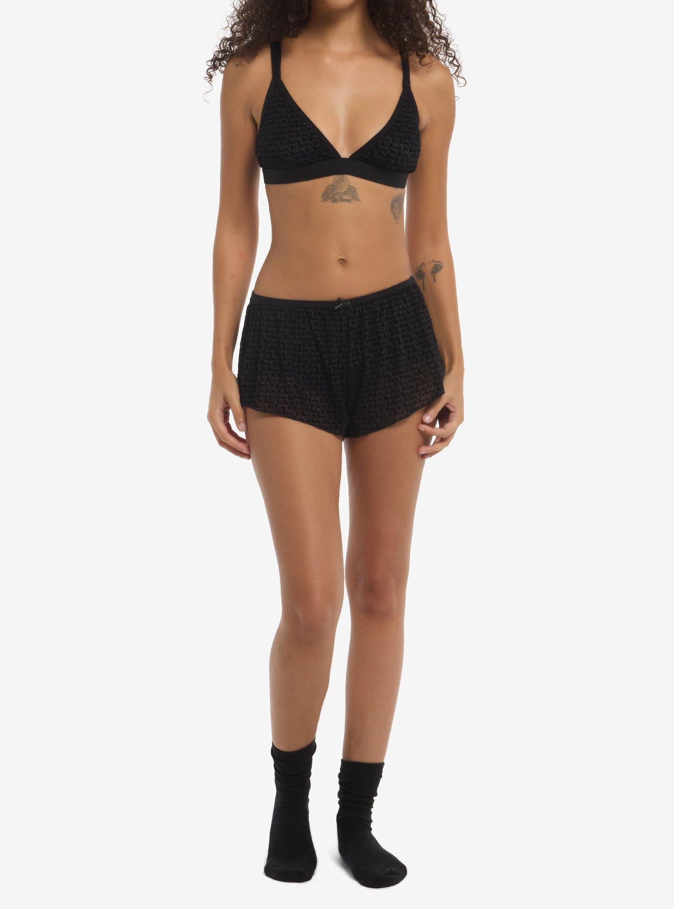 Ed Hardy Velour Logo Mesh Bloomers, MULTI, alternate - view 2