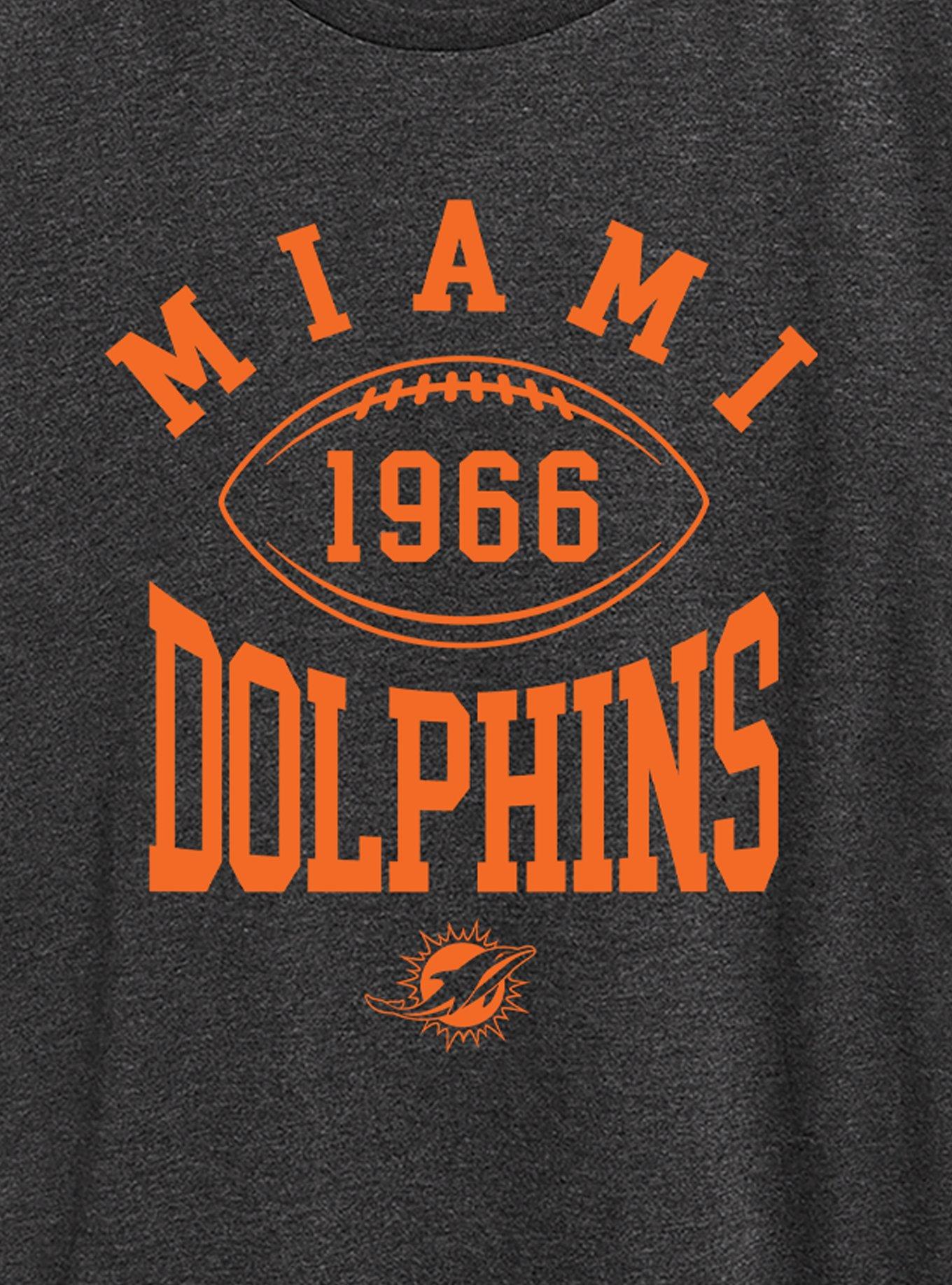 NFL Miami Dolphins Pro Block Football Womens T-Shirt, CHARCOAL, alternate - view 2