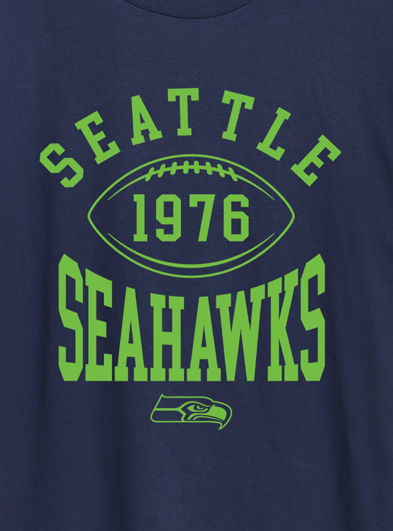 NFL Seattle Seahawks Pro Block Football Womens T-Shirt, NAVY, alternate - view 2