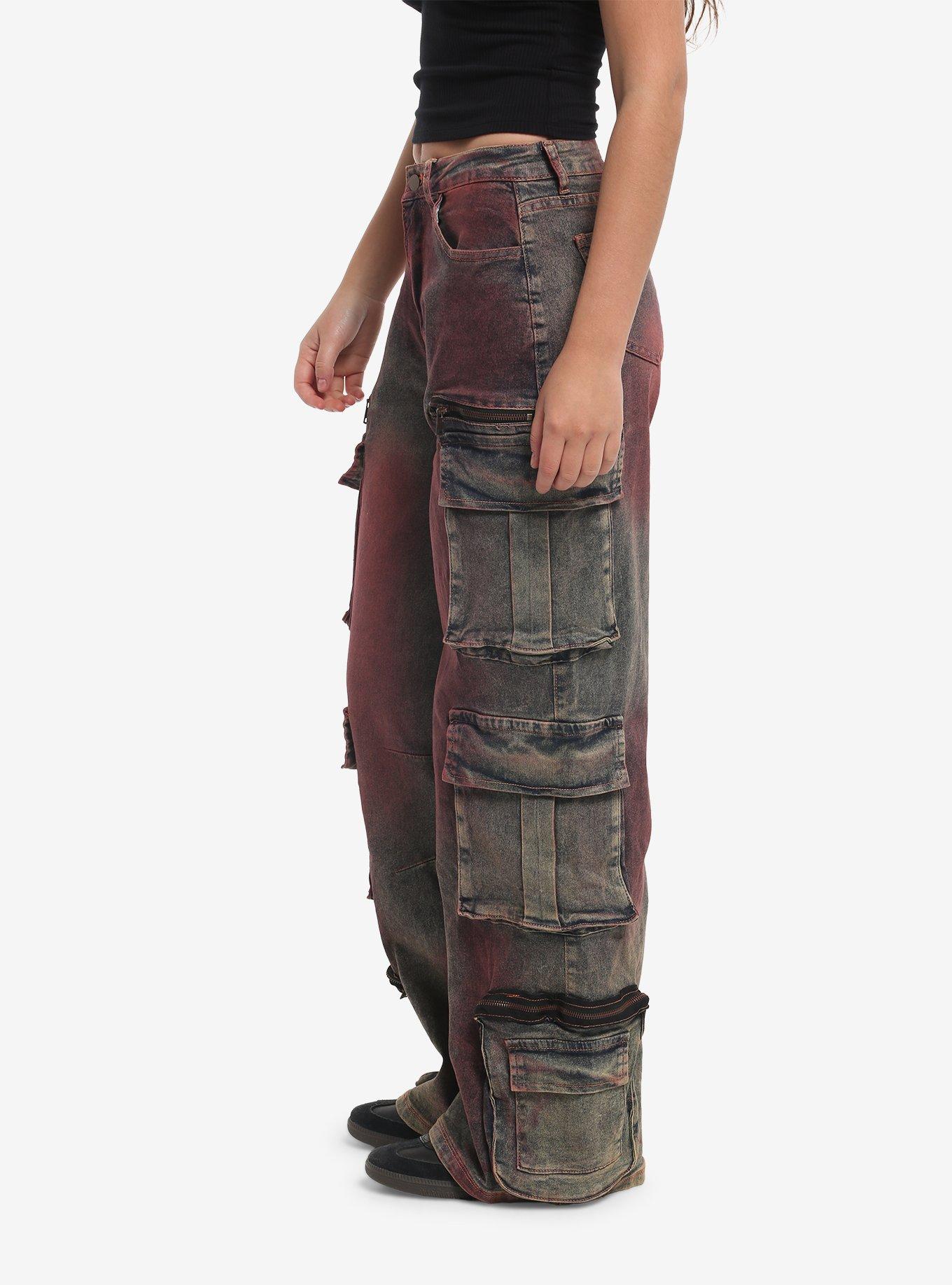 Orange Multi-Wash Cargo Wide Leg Jeans, MULTI, alternate - view 3