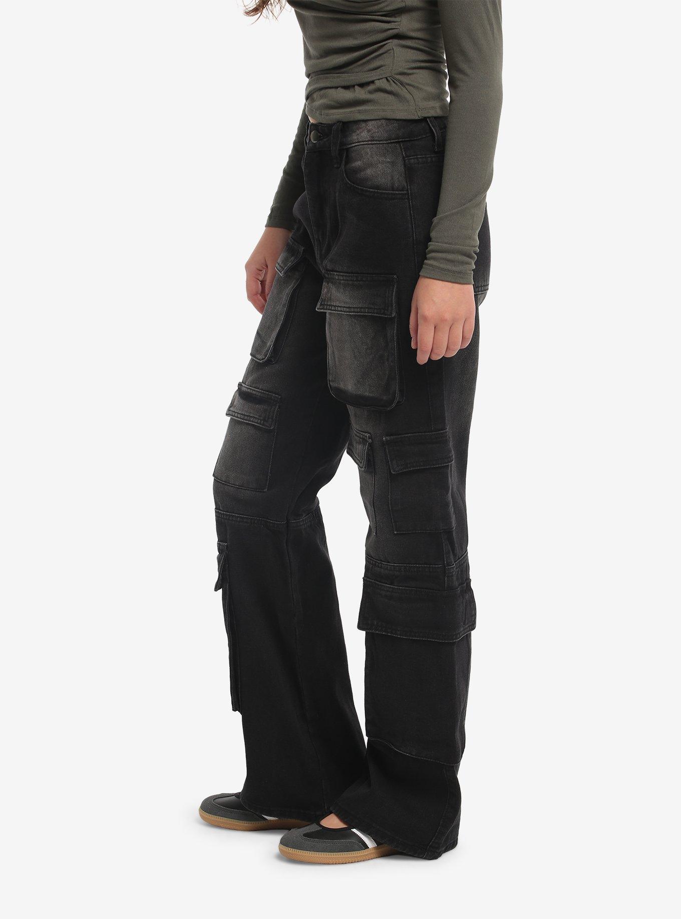 Black Wash Multi-Pocket Wide Leg Jeans, MULTI, alternate - view 3
