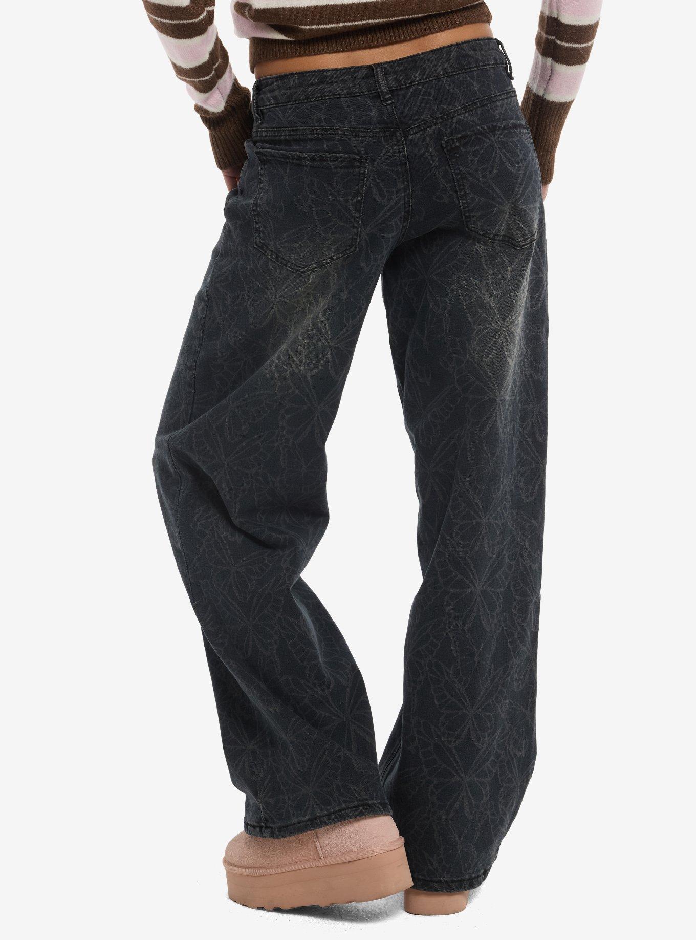 Butterfly Print Straight Leg Jeans, MULTI, alternate - view 2
