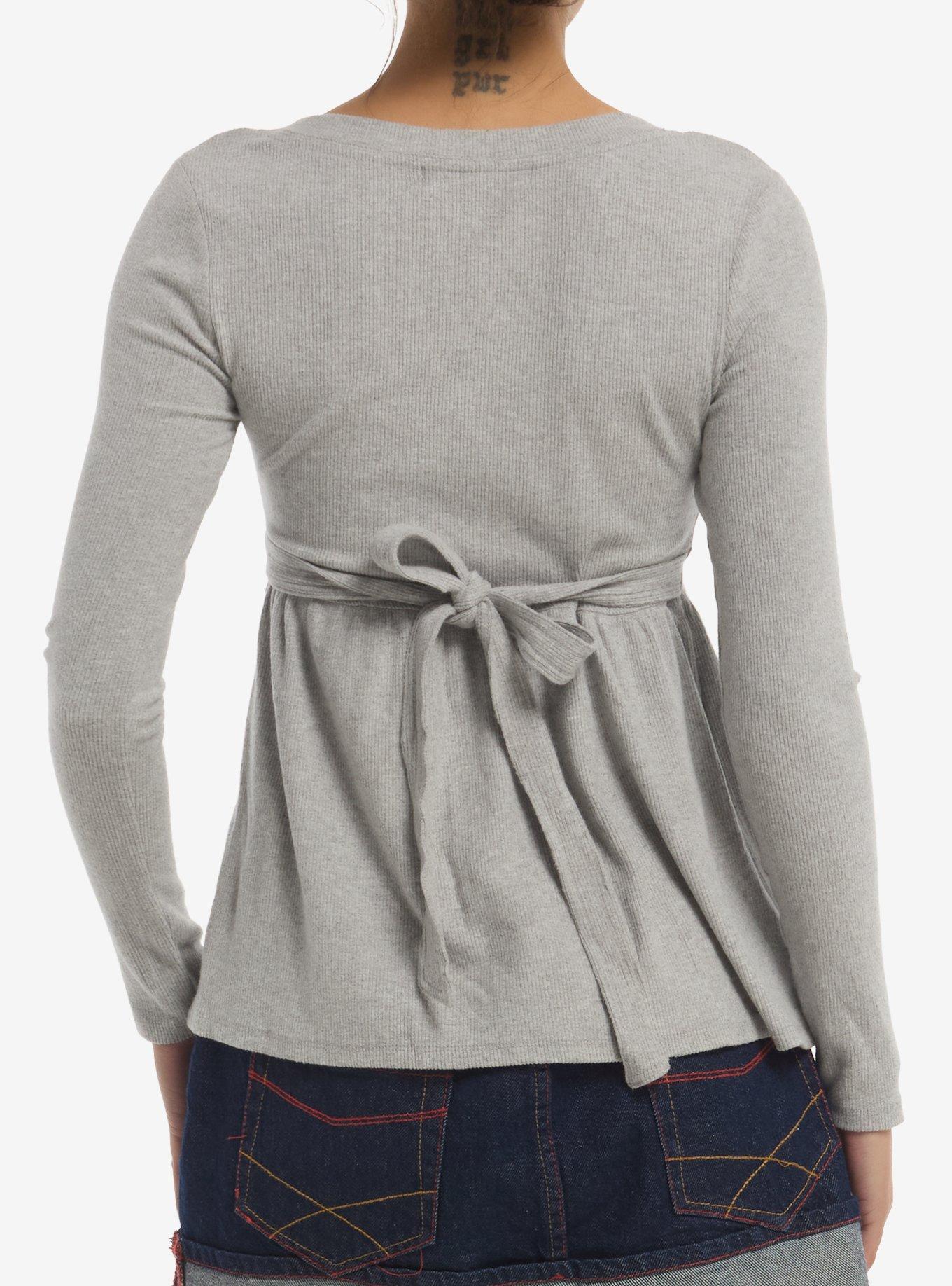 Grey Babydoll Girls Long-Sleeve Top, MULTI, alternate - view 3