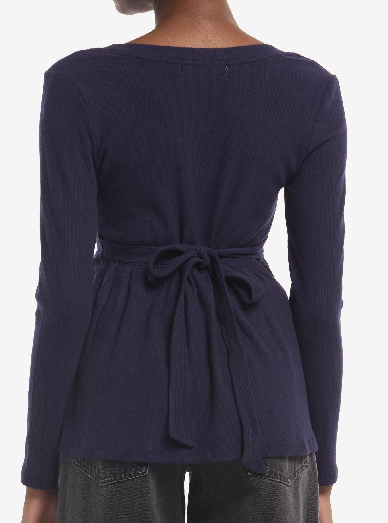 Navy Blue Babydoll Girls Long-Sleeve Top, MULTI, alternate - view 3