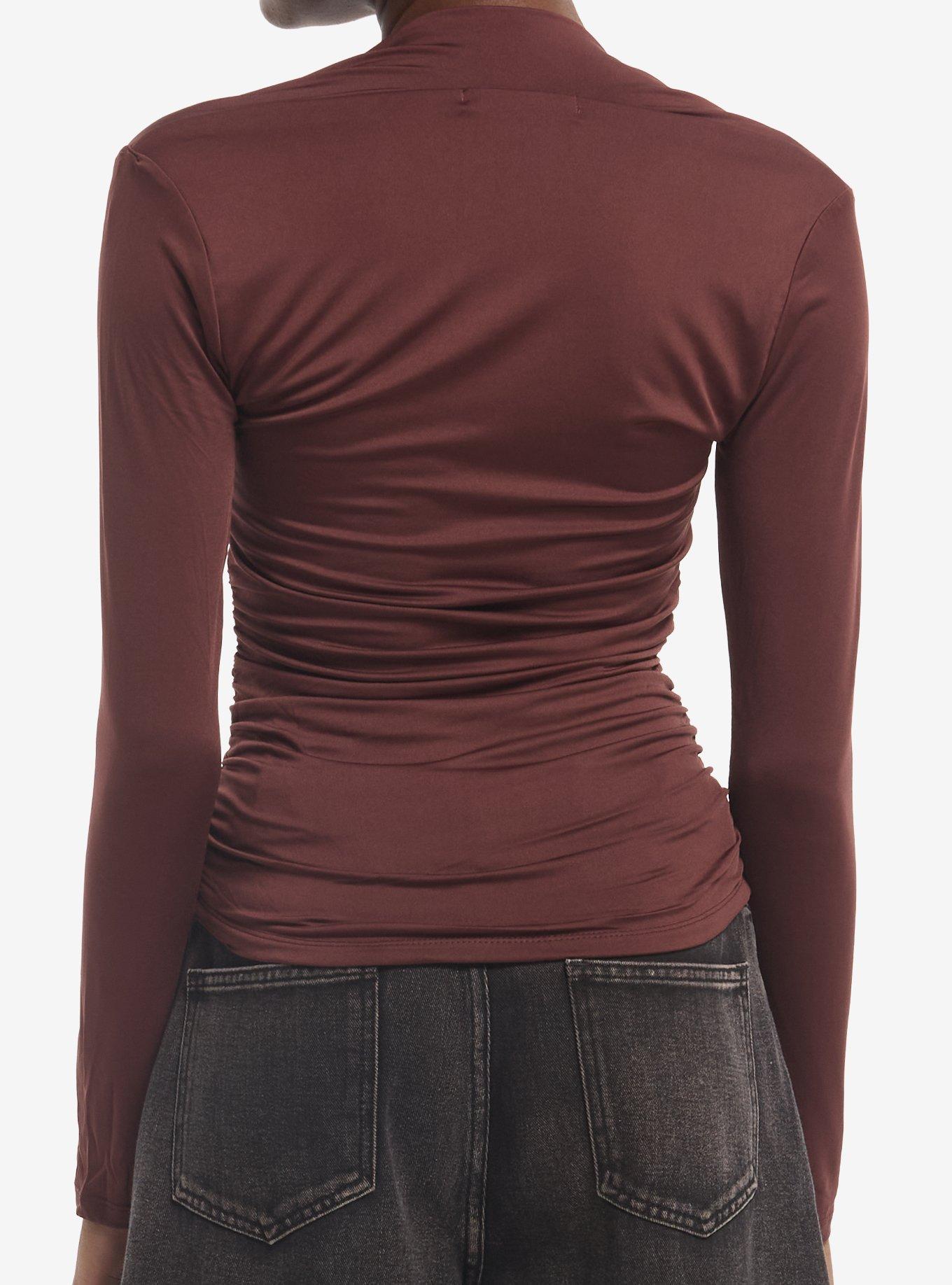 Burgundy Faux Shrug Girls Long-Sleeve Top, MULTI, alternate - view 3