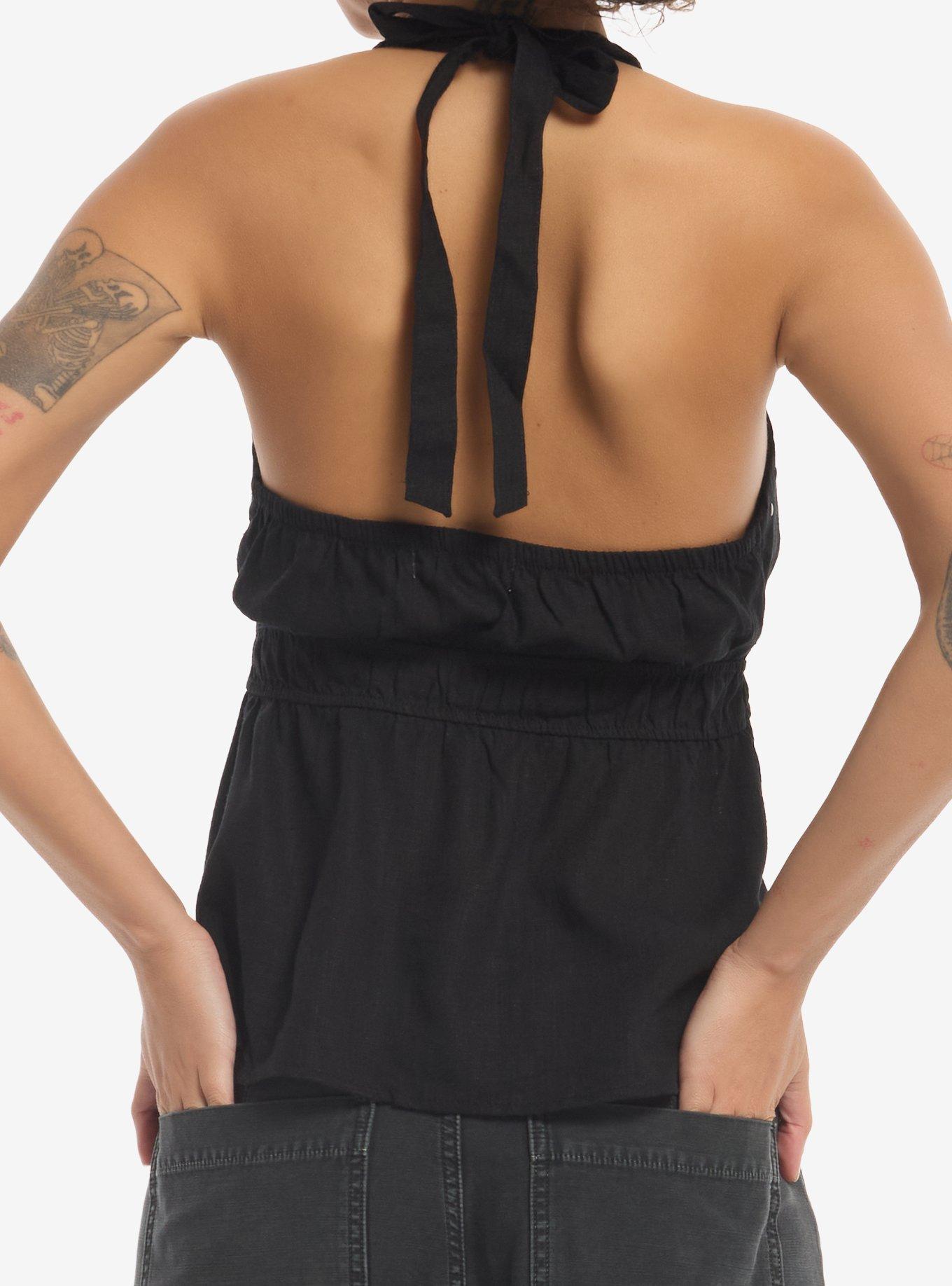 Black Studded Girls Halter Top, MULTI, alternate - view 3