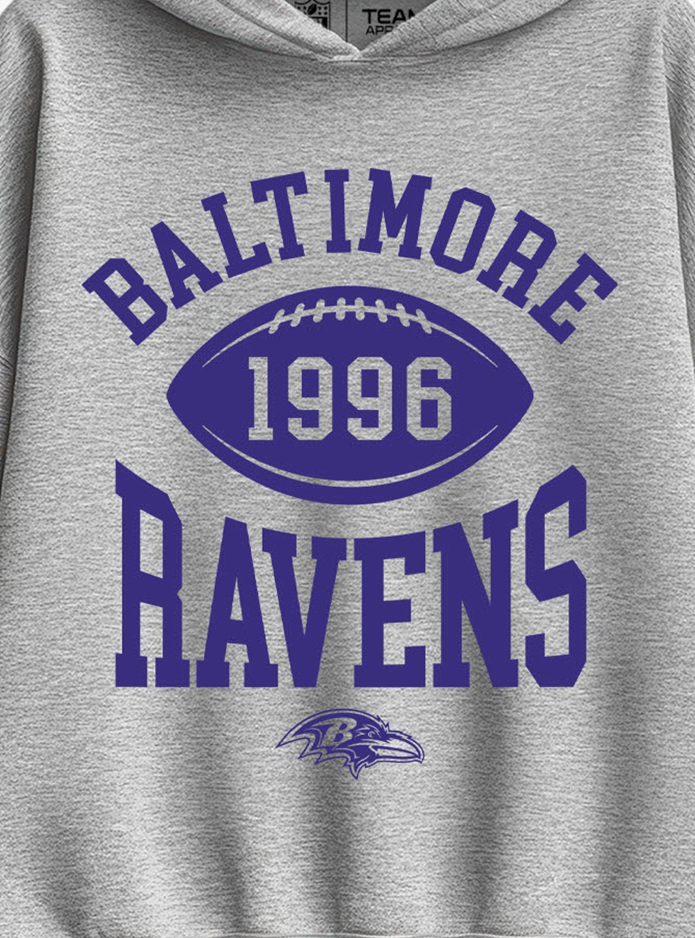 NFL Baltimore Ravens Pro Block Football Womens Oversized Hoodie, ATHLETIC HEATHER, alternate - view 2