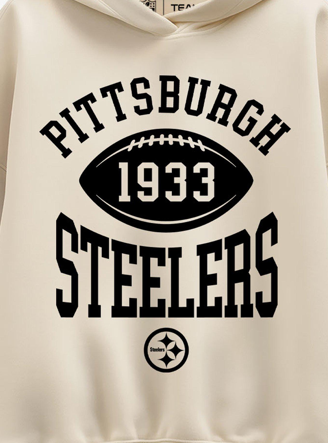 NFL Pittsburgh Steelers Pro Block Football Womens Oversized Hoodie, CREAM, alternate - view 2