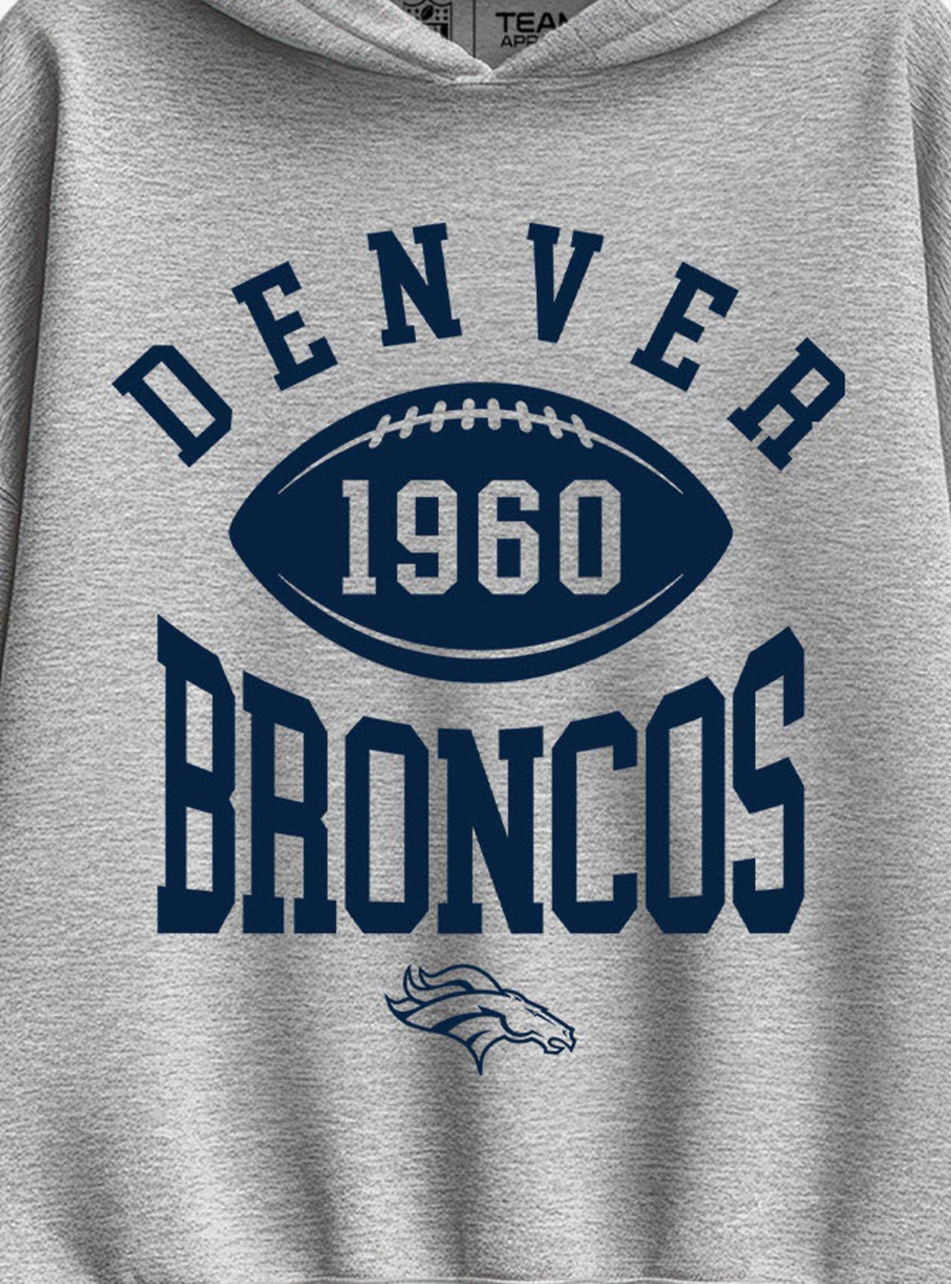 NFL Denver Broncos Pro Block Football Womens Oversized Hoodie, ATHLETIC HEATHER, alternate - view 2