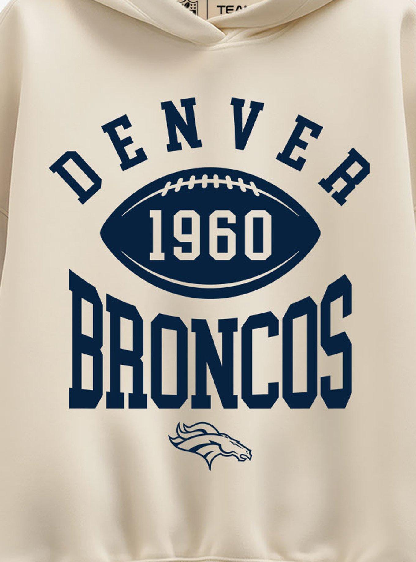 NFL Denver Broncos Pro Block Football Womens Oversized Hoodie, CREAM, alternate - view 2