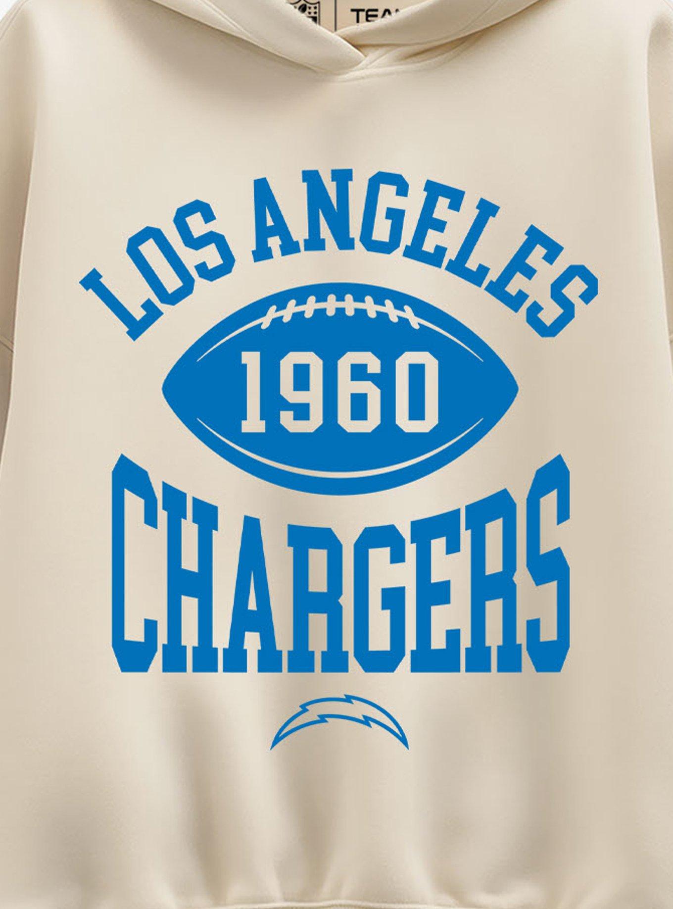 NFL Los Angeles Chargers Pro Block Football Womens Oversized Hoodie, CREAM, alternate - view 2
