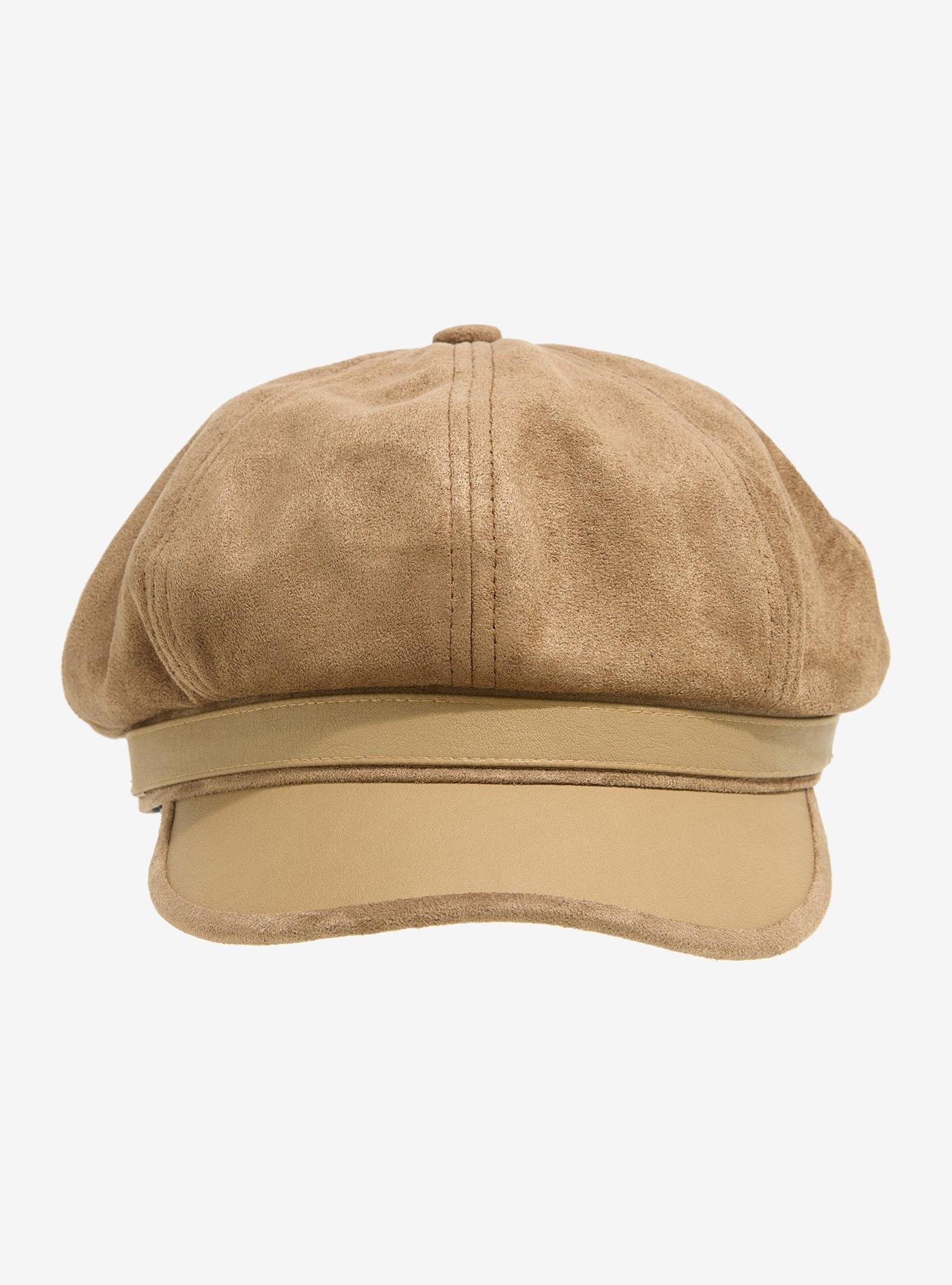 Tan Faux Suede Cabbie Hat, , alternate - view 2