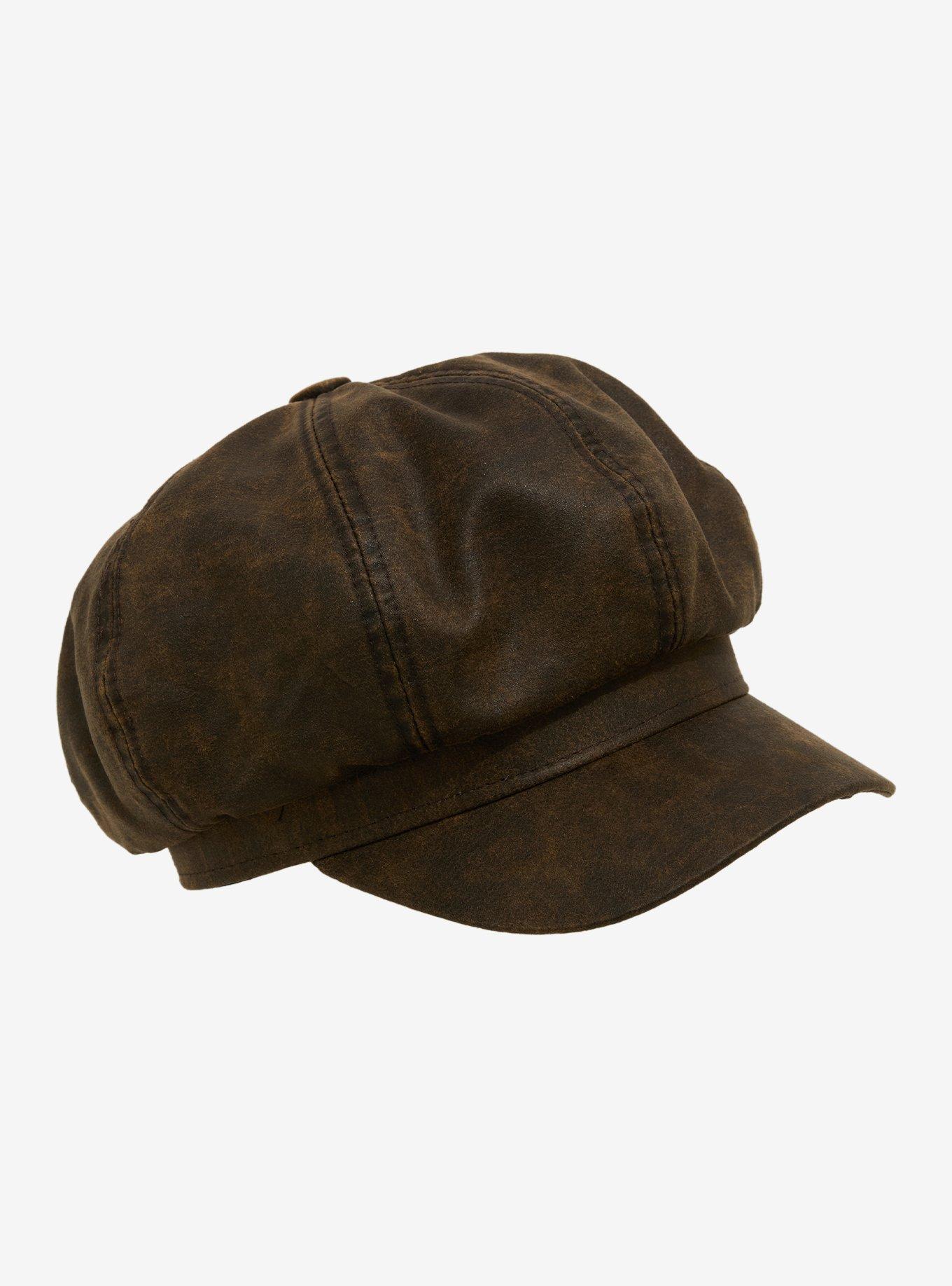 Distressed Brown Cabbie Hat, , alternate - view 2