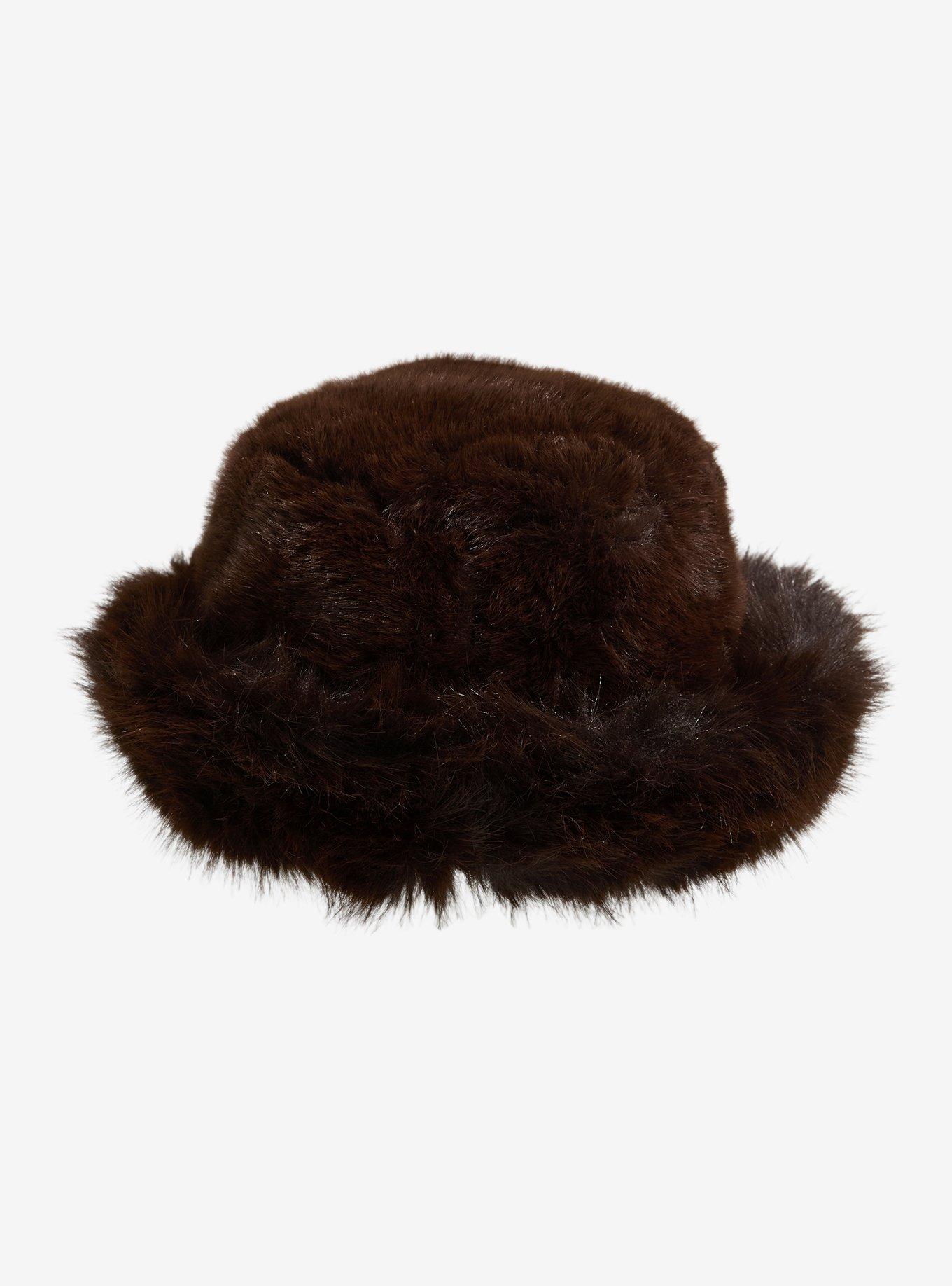 Brown Fuzzy Bucket Hat, , alternate - view 2