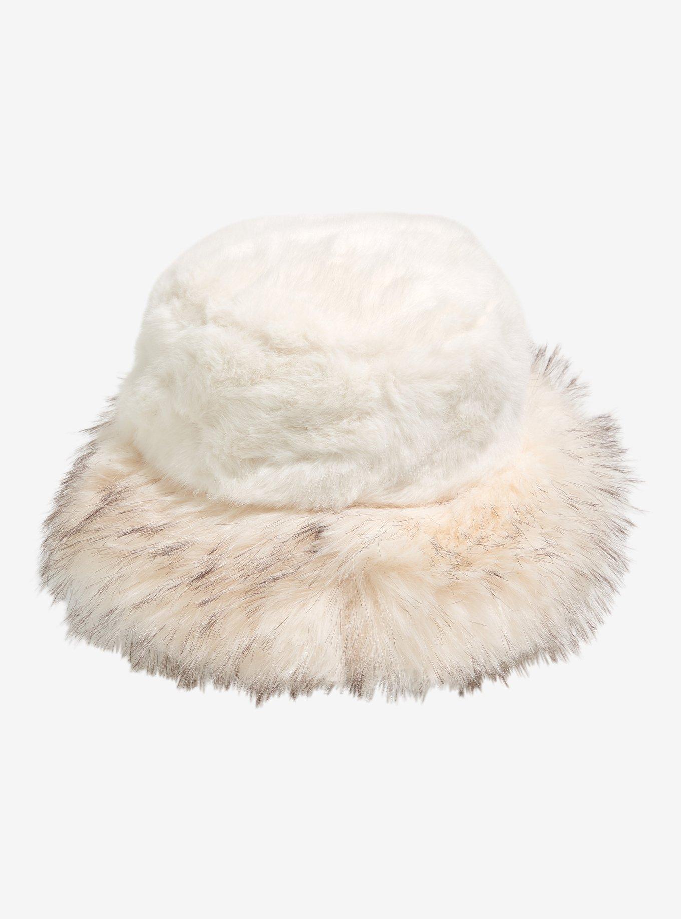 White Fuzzy Bucket Hat, , alternate - view 2