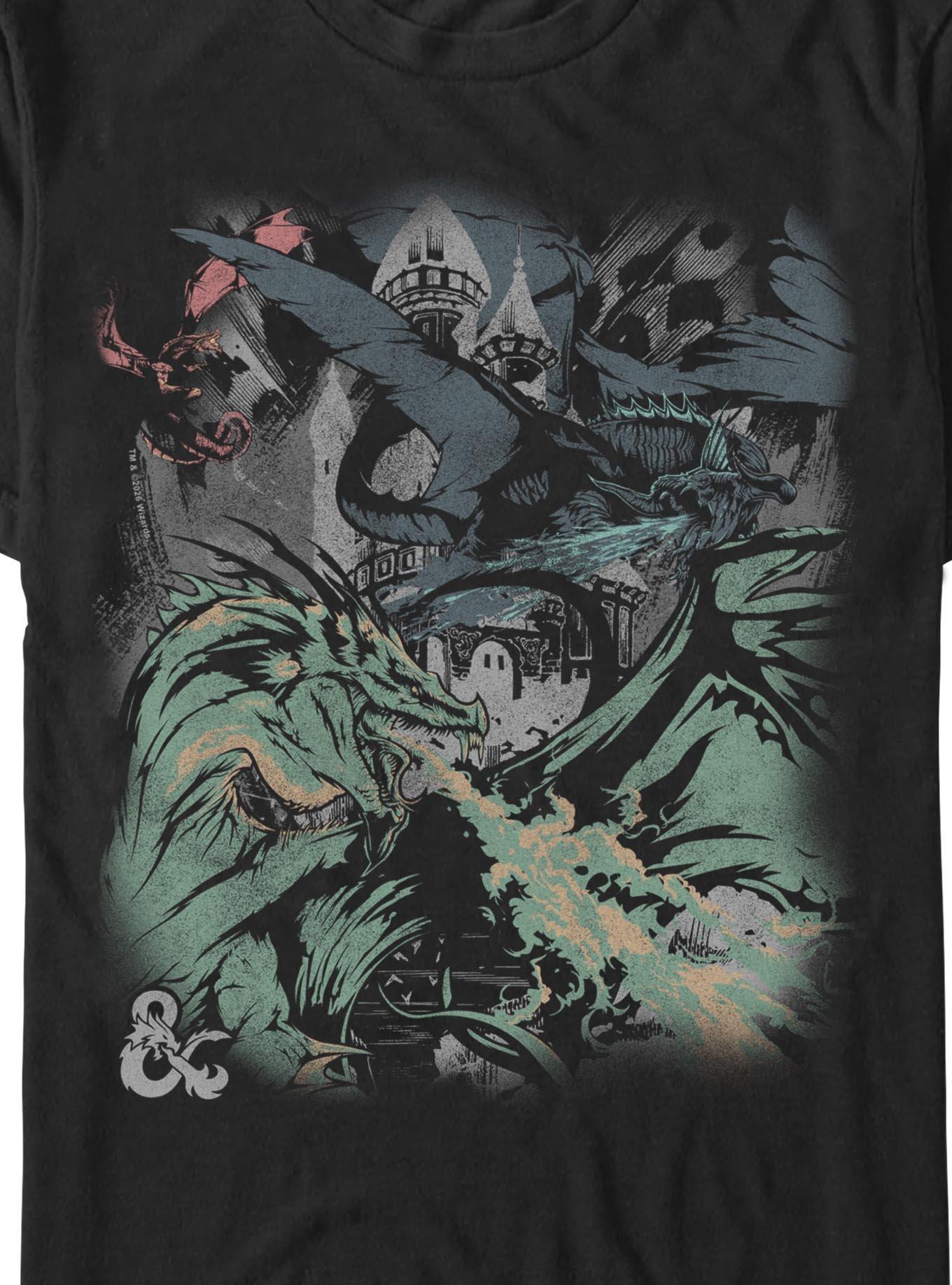 Dungeons & Dragons Dragons With Castle T-Shirt Box Lunch Exclusive, BLACK, alternate - view 2