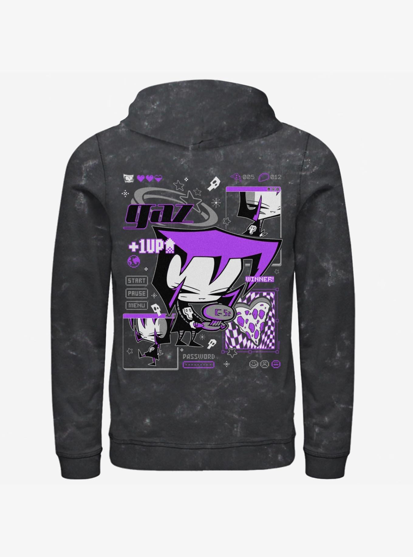 Invader Zim Gaz GS2 Winner Mineral Wash Hoodie BoxLunch Exclusive, BLACK, alternate - view 2