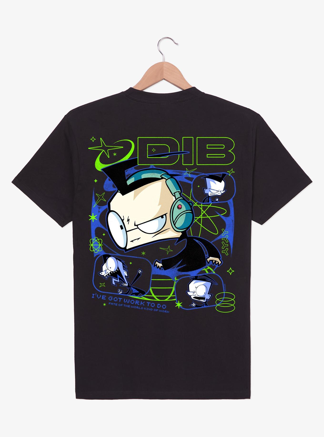 Invader Zim Dib Close Up T-Shirt BoxLunch Exclusive, BLACK, alternate - view 2