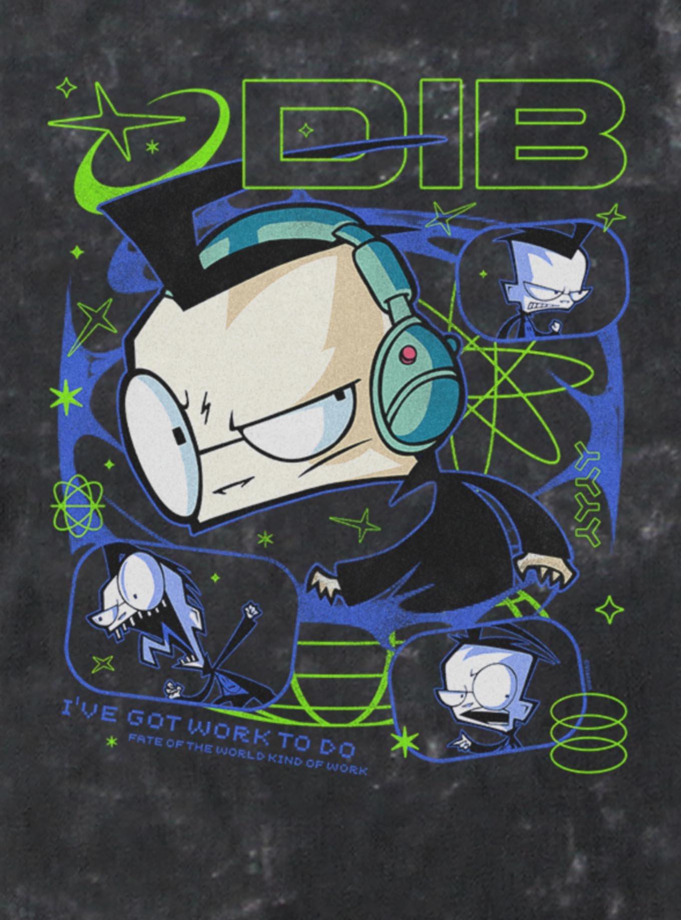 Invader Zim Dib Close Up Mineral Wash T-Shirt BoxLunch Exclusive, BLACK, alternate - view 4