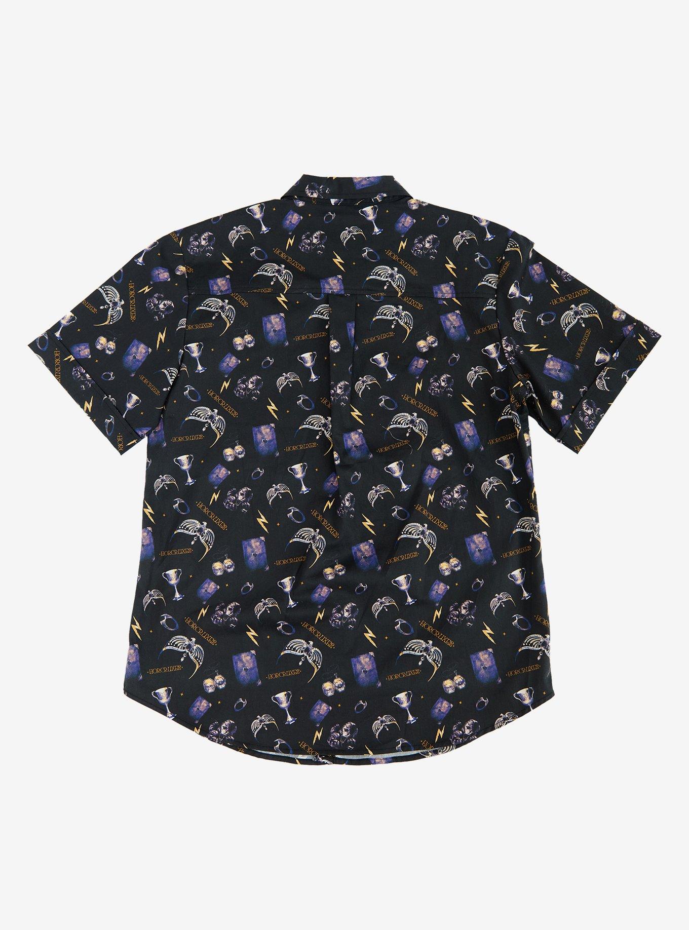 Harry Potter x Unique Vintage Black & Purple Horcruxes Mens Shirt, BLACK, alternate - view 2