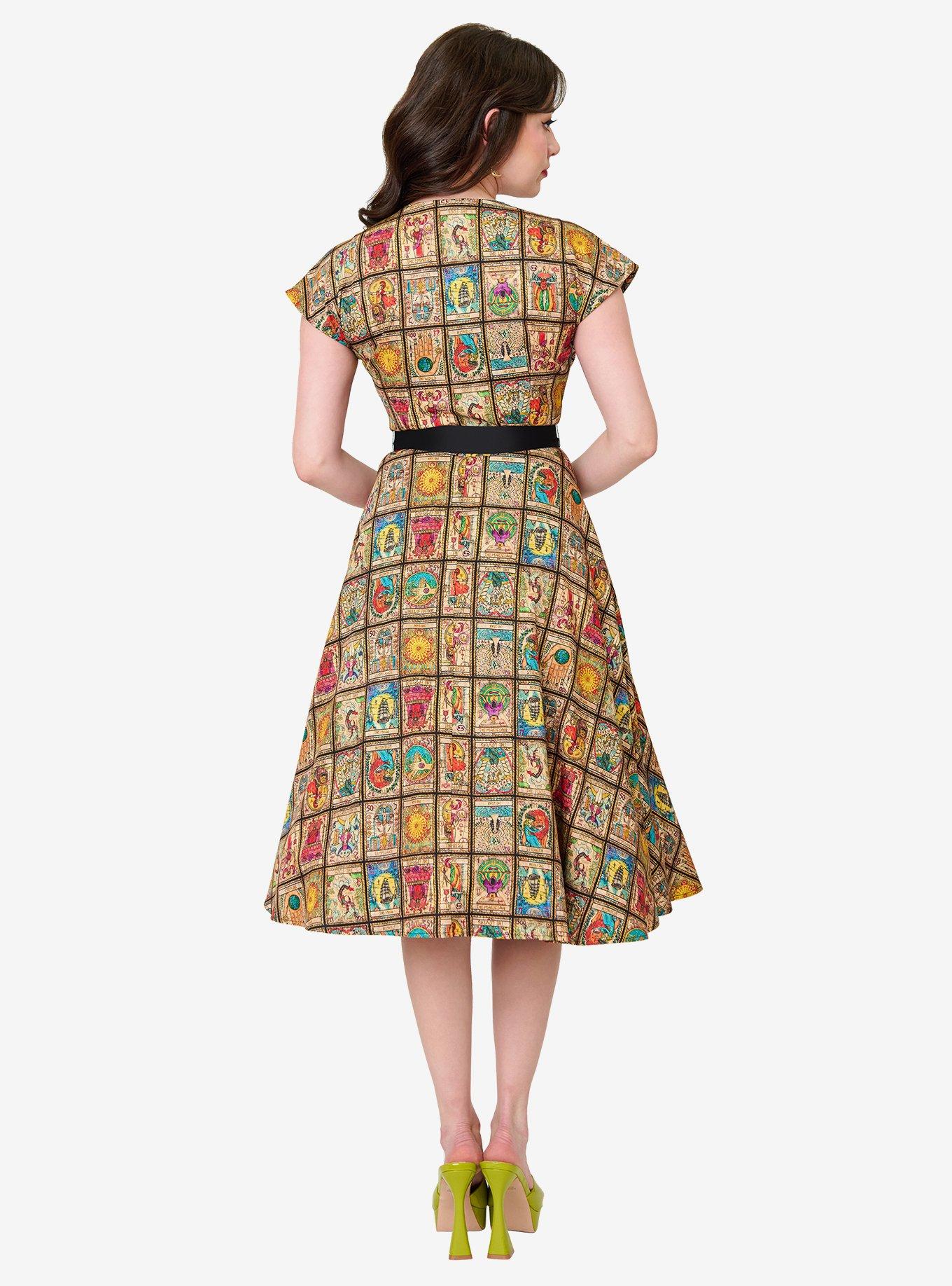 Unique Vintage Tarot Print Hedda Swing Dress, MULTI, alternate - view 2