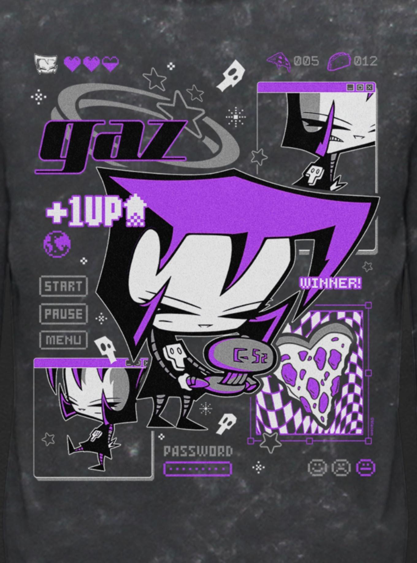 Invader ZIM Gaz Game Slave 2 Winner Mineral Wash Hoodie Hot Topic Exclusive, BLACK, alternate - view 4