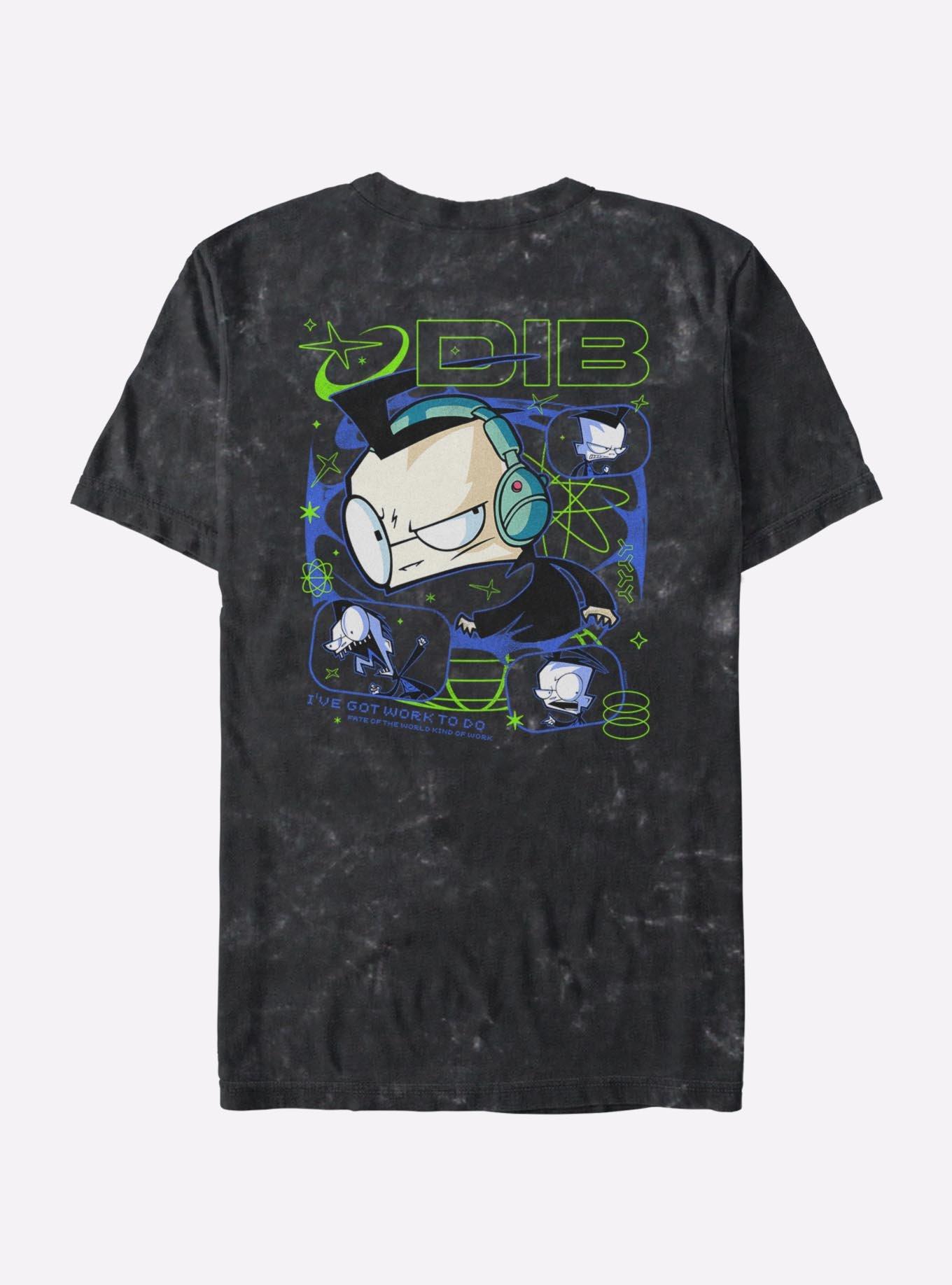 Invader ZIM Dib Tech Mineral Wash T-Shirt Hot Topic Exclusive, BLACK, alternate - view 2