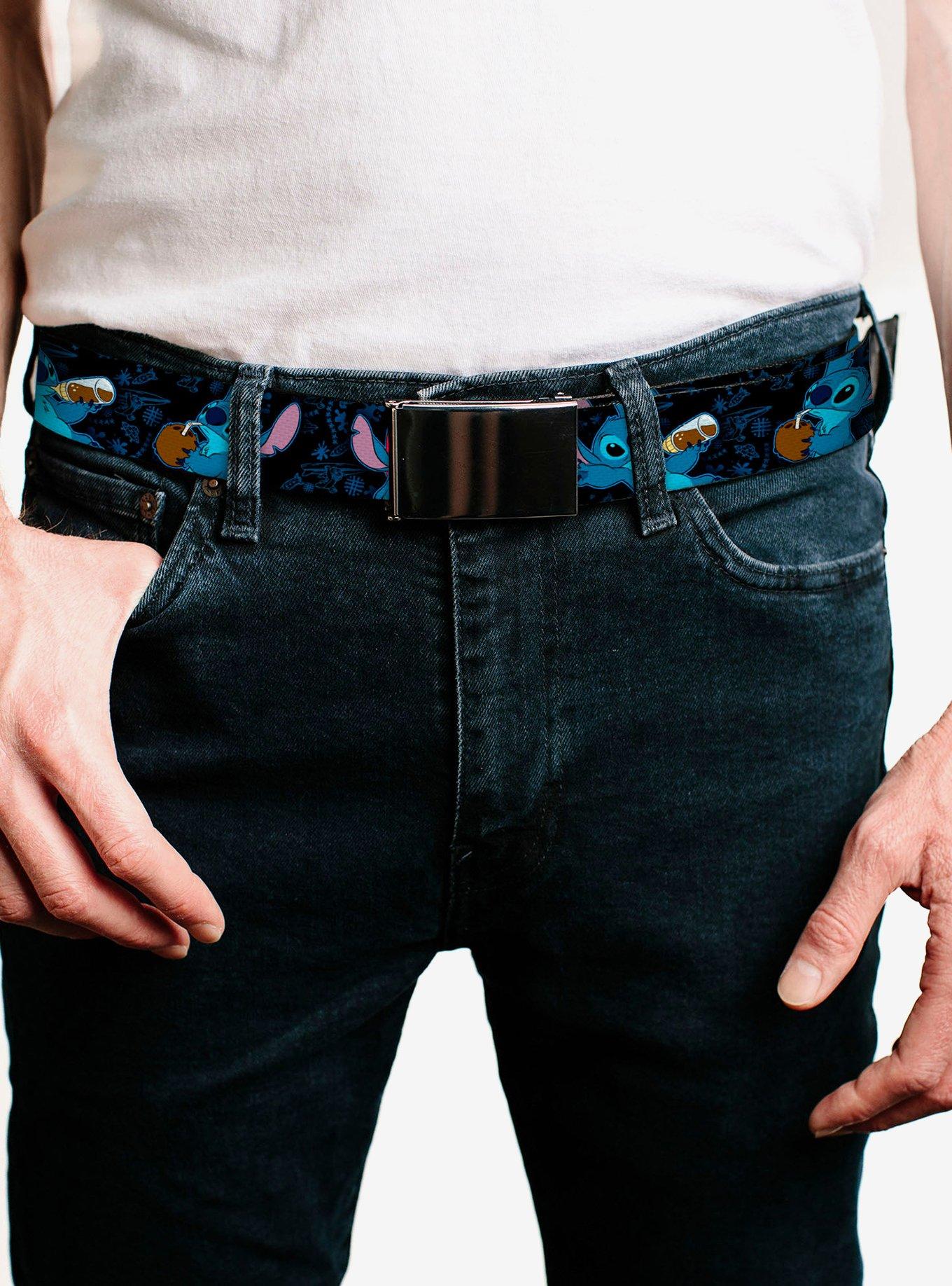 Disney Lilo & Stitch Snacking Poses Clamp Buckle Belt, BLUE, alternate - view 2