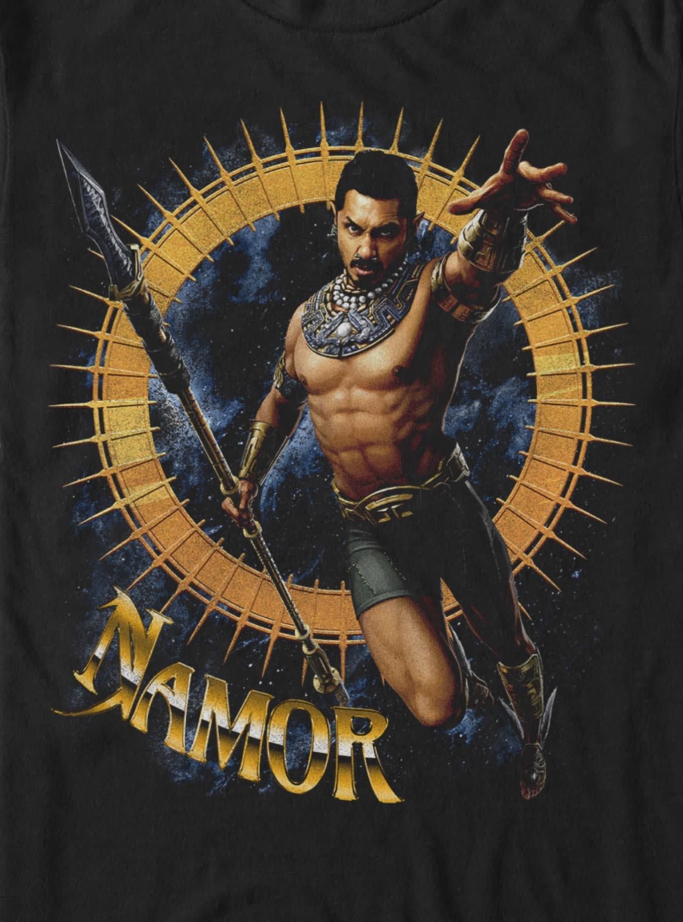 Marvel Black Panther Namor Gold T-Shirt BoxLunch Exclusive, BLACK, alternate - view 3