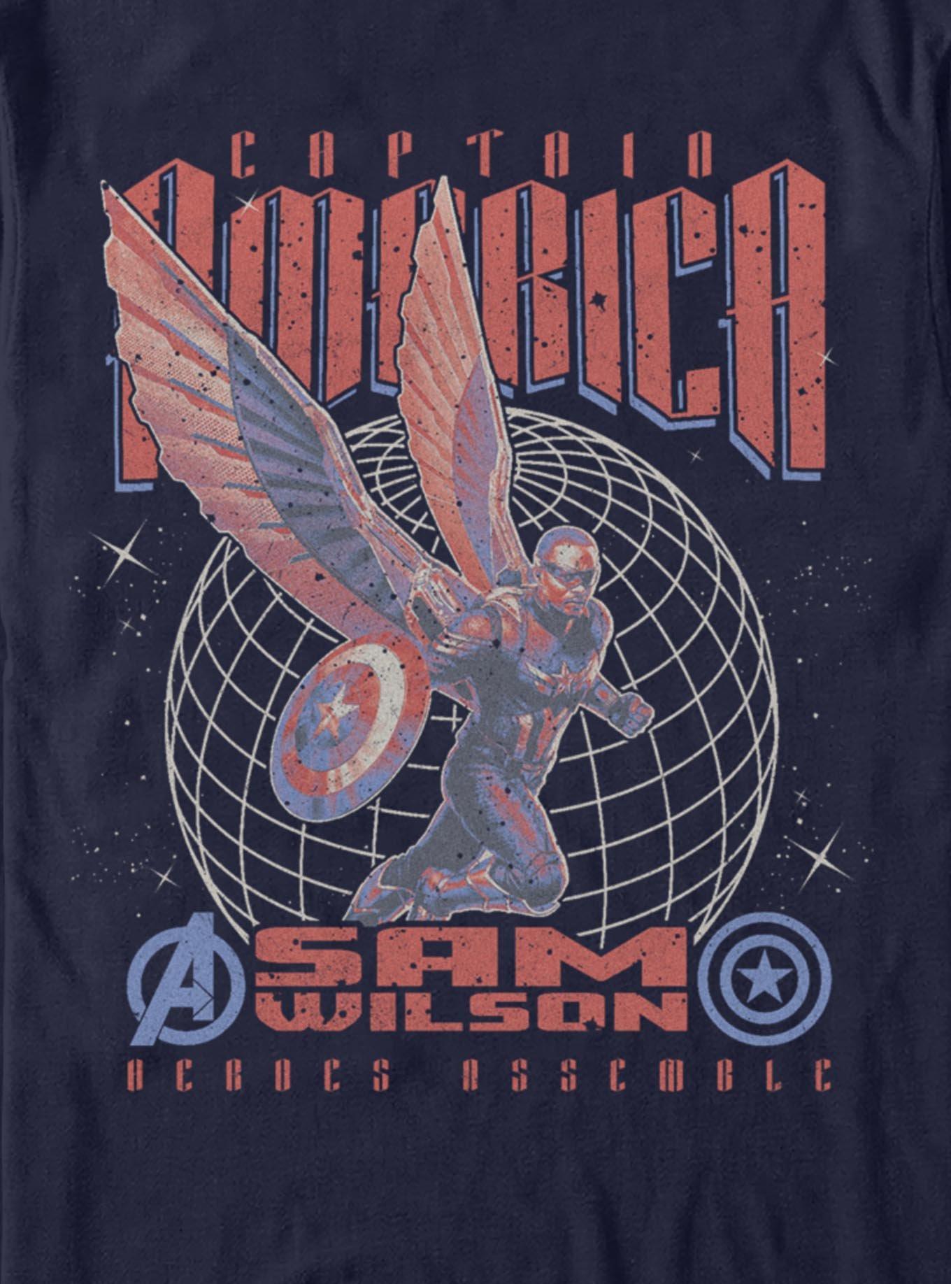 Marvel Avengers Doomsday Sam Captain America T-Shirt BoxLunch Exclusive, NAVY, alternate - view 4