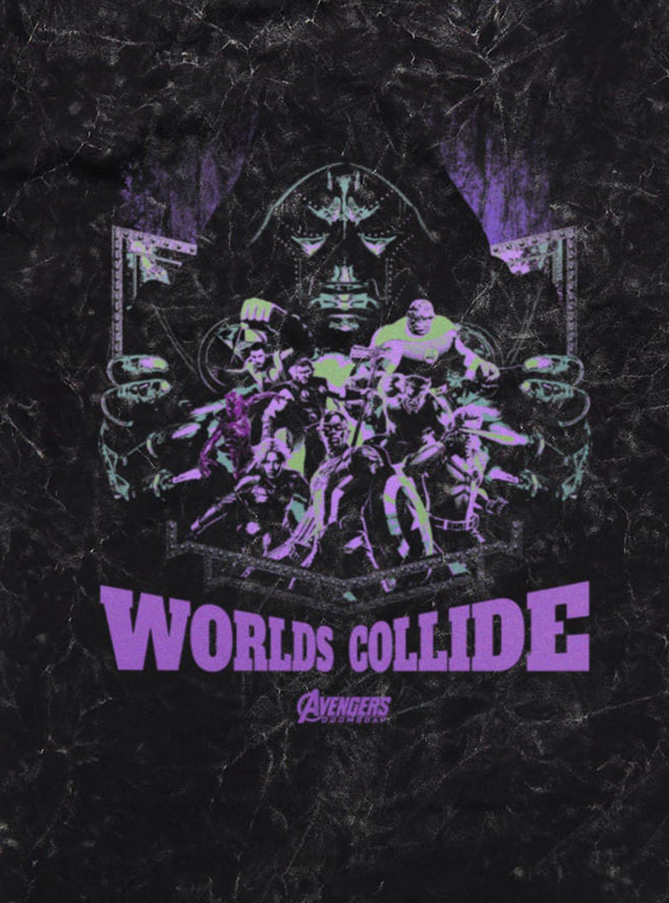 Marvel Avengers Doomsday Worlds Collide With Doom Mineral Wash T-Shirt BoxLunch Exclusive, BLACK MINERAL WASH, alternate - view 2