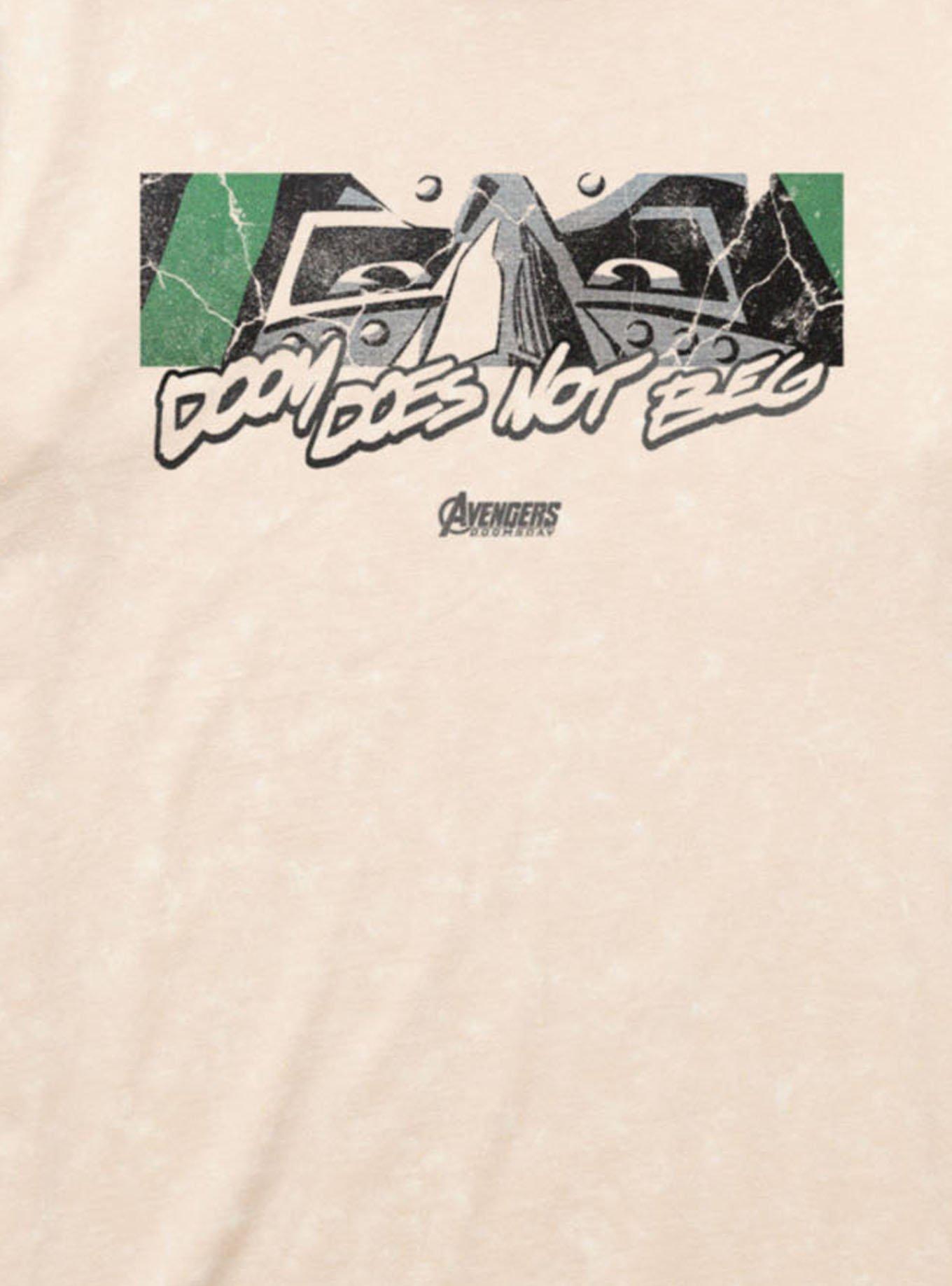 Marvel Avengers Doomsday Eyes Doom Does Not Beg Mineral Wash T-Shirt BoxLunch Exclusive, NATURAL MINERAL WASH, alternate - view 2
