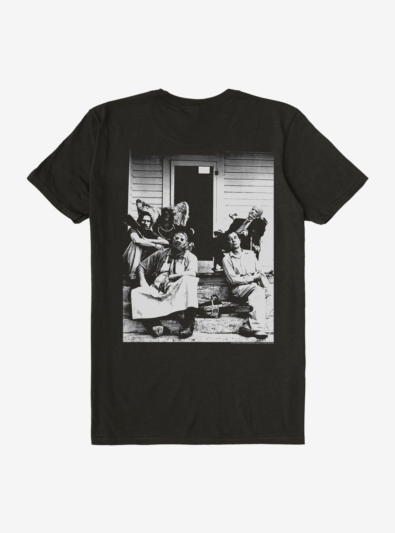 Texas Chainsaw Massacre Family On Porch T Shirt, BLACK, alternate - view 2