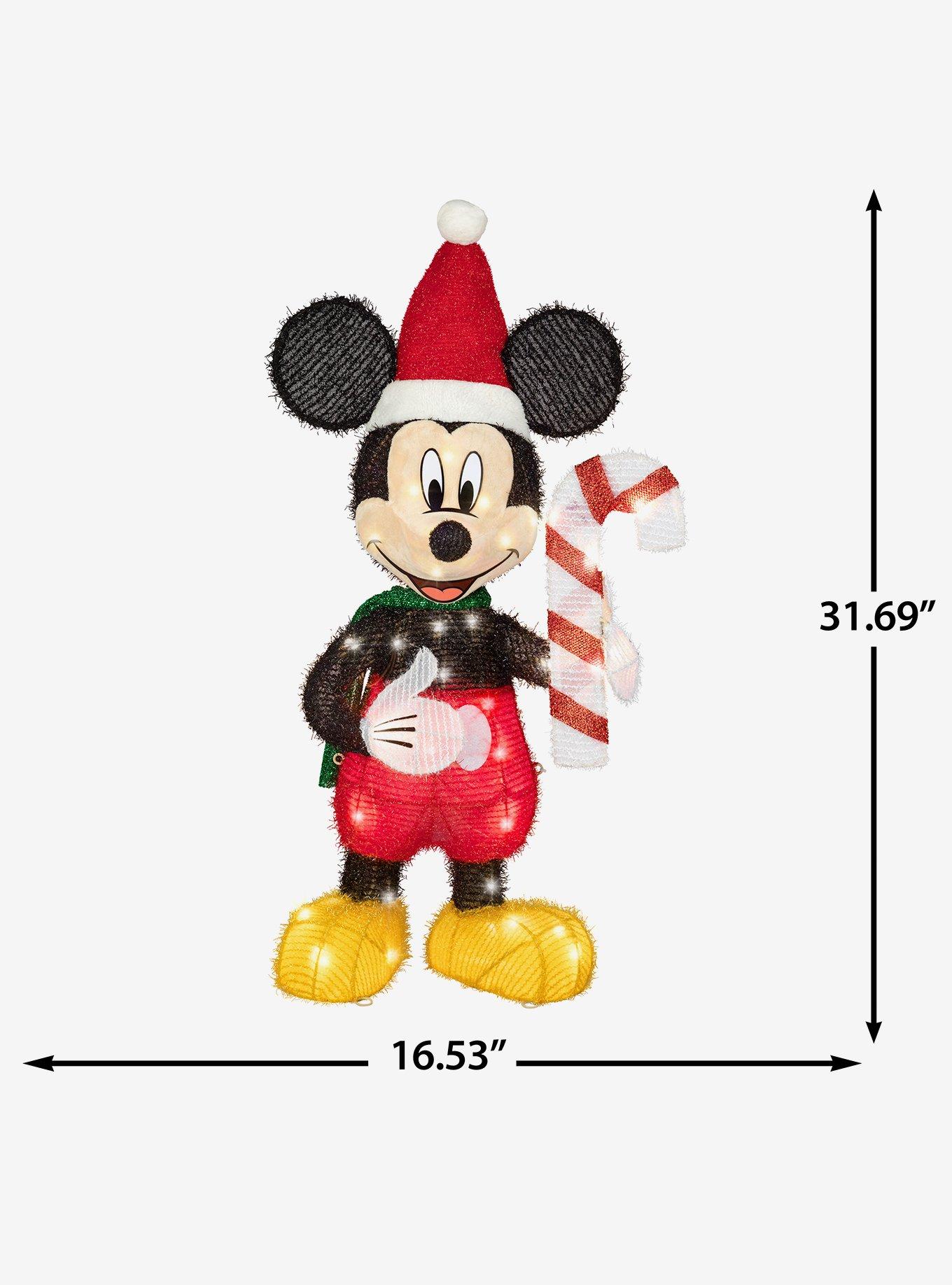 Disney Mickey Mouse with Candy Cane 28" 3D Lighted Tinsel Sculpture, , alternate - view 4