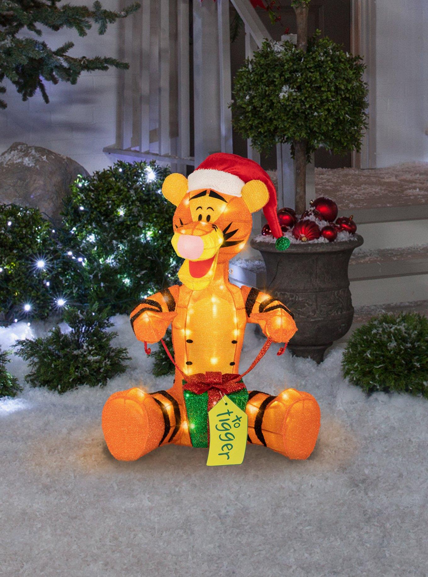 Disney Winnie The Pooh Tigger with Present 28" 3D Lighted Tinsel Sculpture, , alternate - view 2