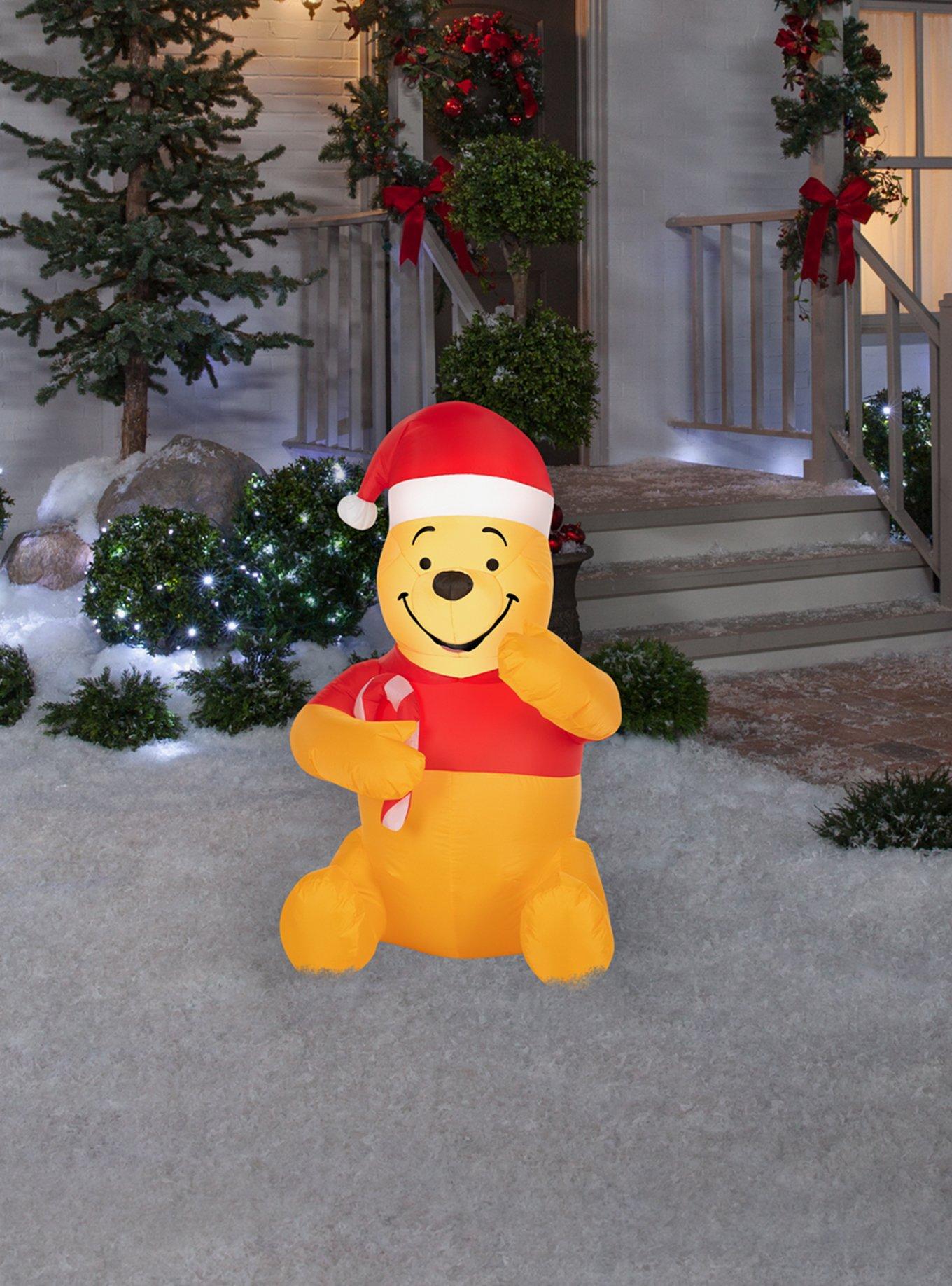 Disney Winnie The Pooh in Santa Hat with Candy Cane Airblown, , alternate - view 2