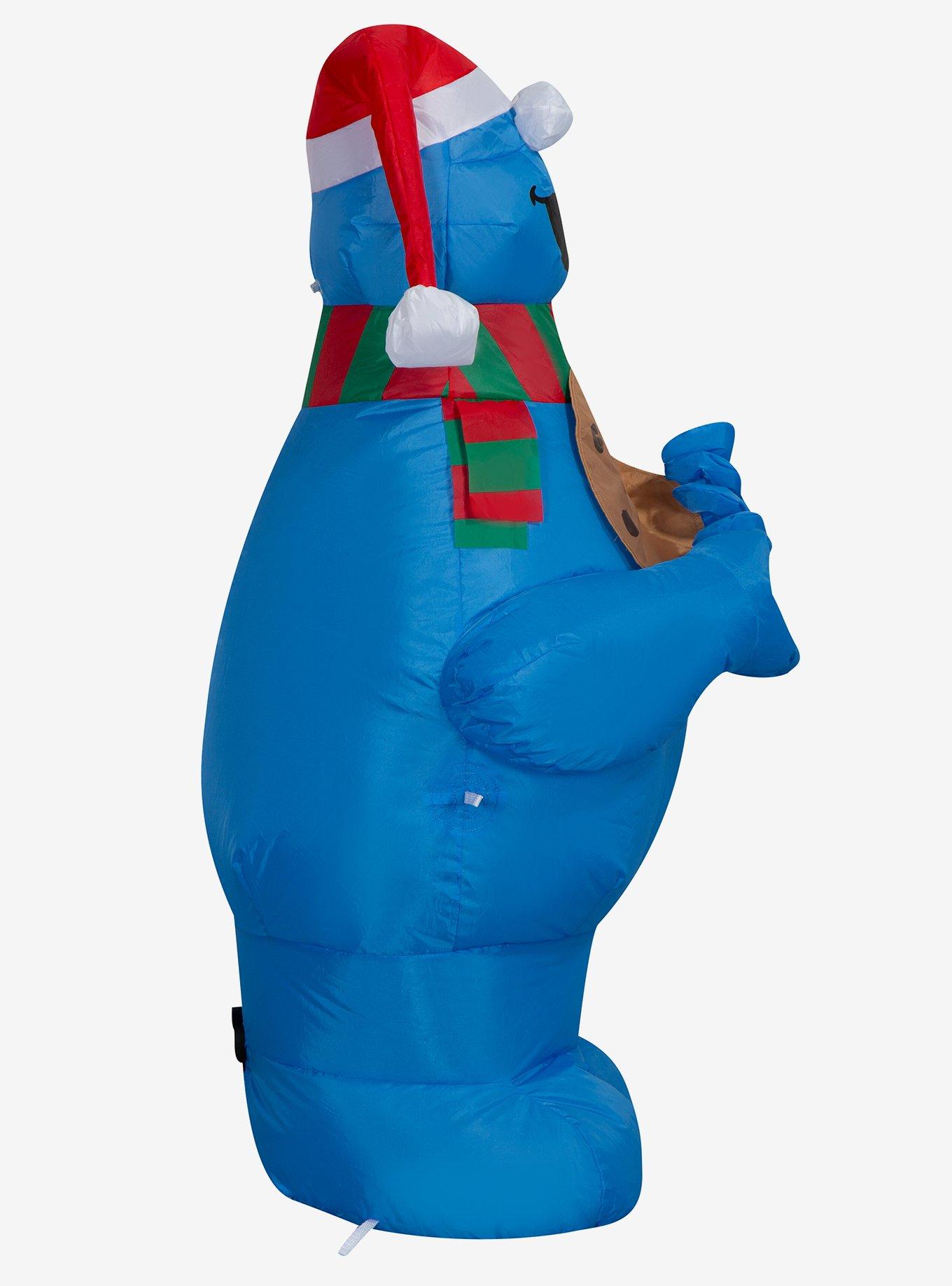 Sesame Street Cookie Monster with Santa Hat and Scarf Airblown, , alternate - view 3