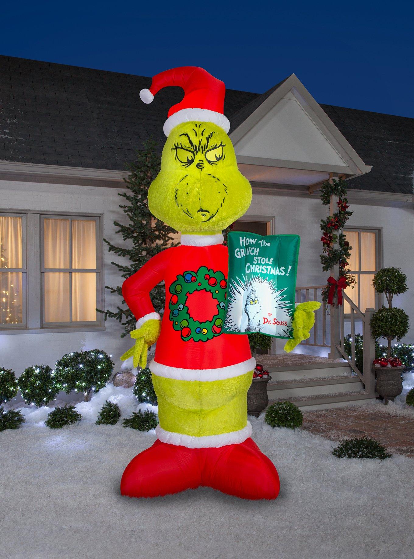 Dr. Seuss How The Grinch Stole Christmas! Mixed Media Fuzzy Plush Grinch Airblown, , alternate - view 2
