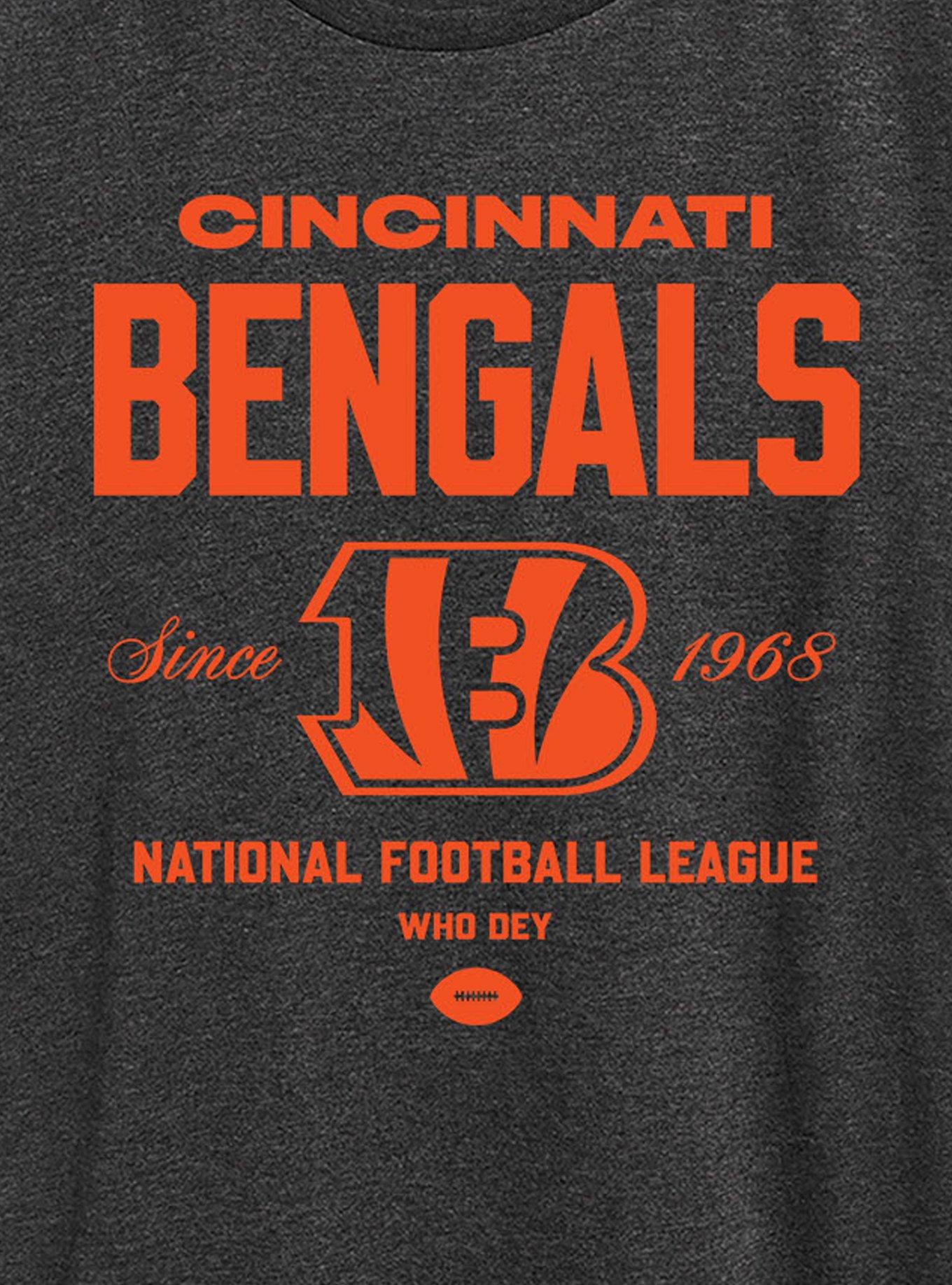 NFL Cincinnati Bengals Bold League Womens T-Shirt, HEATHER  CHARCOAL, alternate - view 2