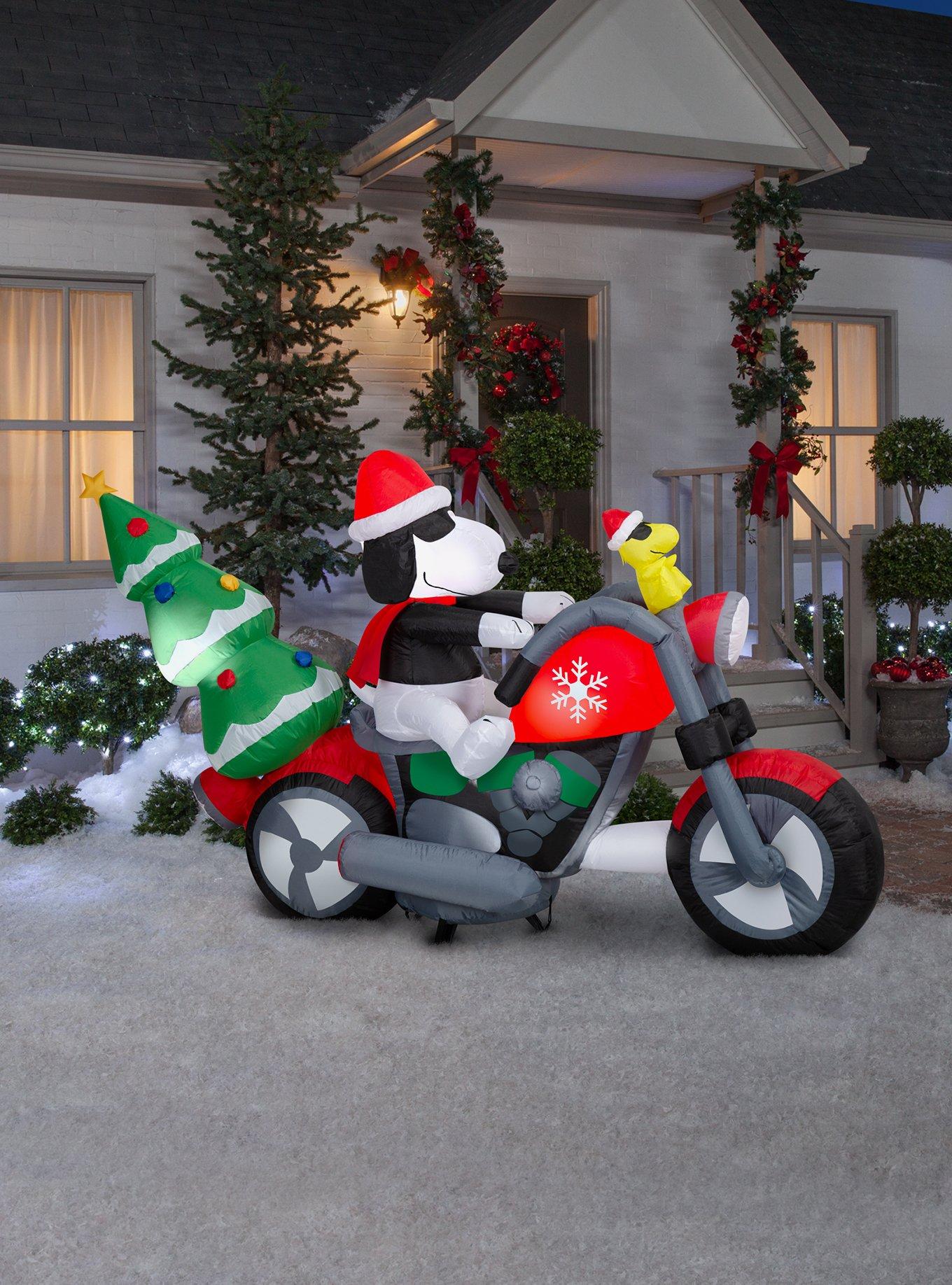 Peanuts Snoopy and Woodstock On Motorcycle with Leds Airblown, , alternate - view 2