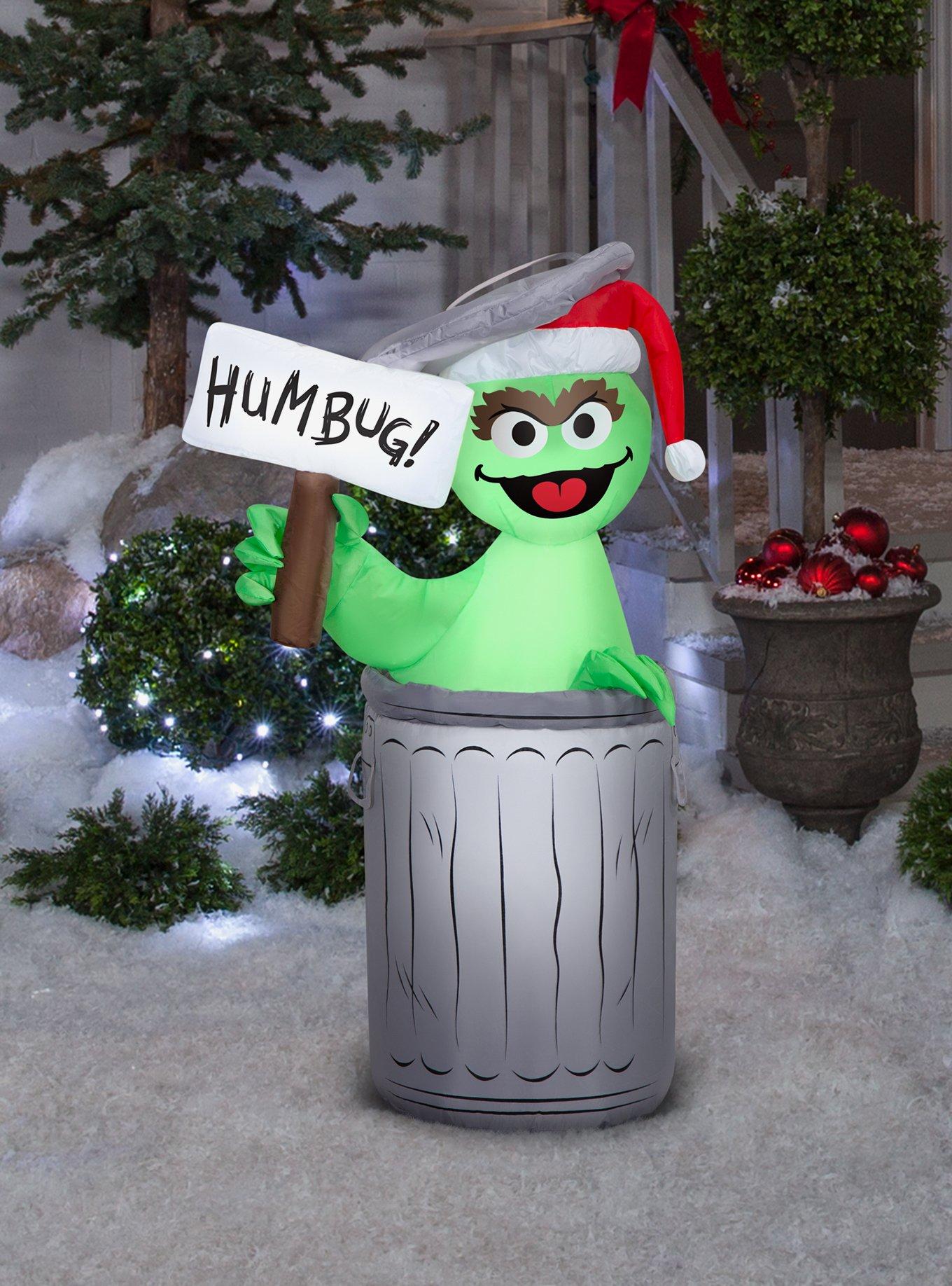 Sesame Street Oscar The Grouch with Hum Bug Sign Airblown, , alternate - view 2