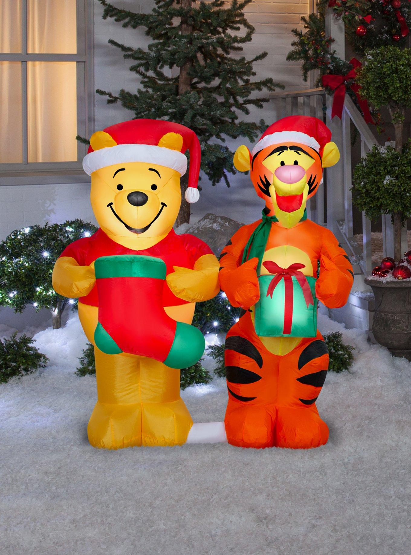 Disney Winnie The Pooh and Tigger with Present and Stocking Airblown, , alternate - view 2