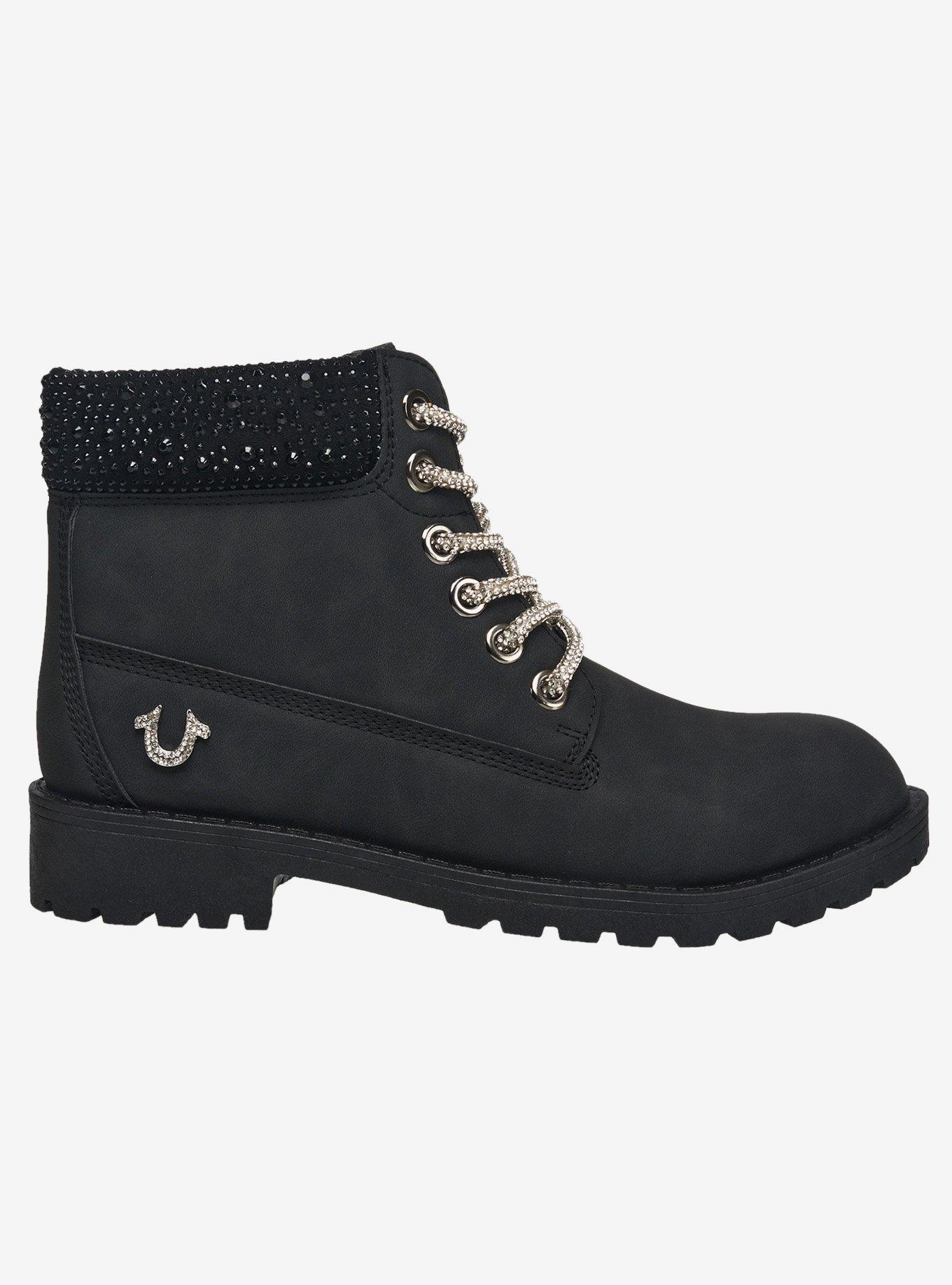 Faith Bling Lace Combat Boot Black, BLACK, alternate - view 2