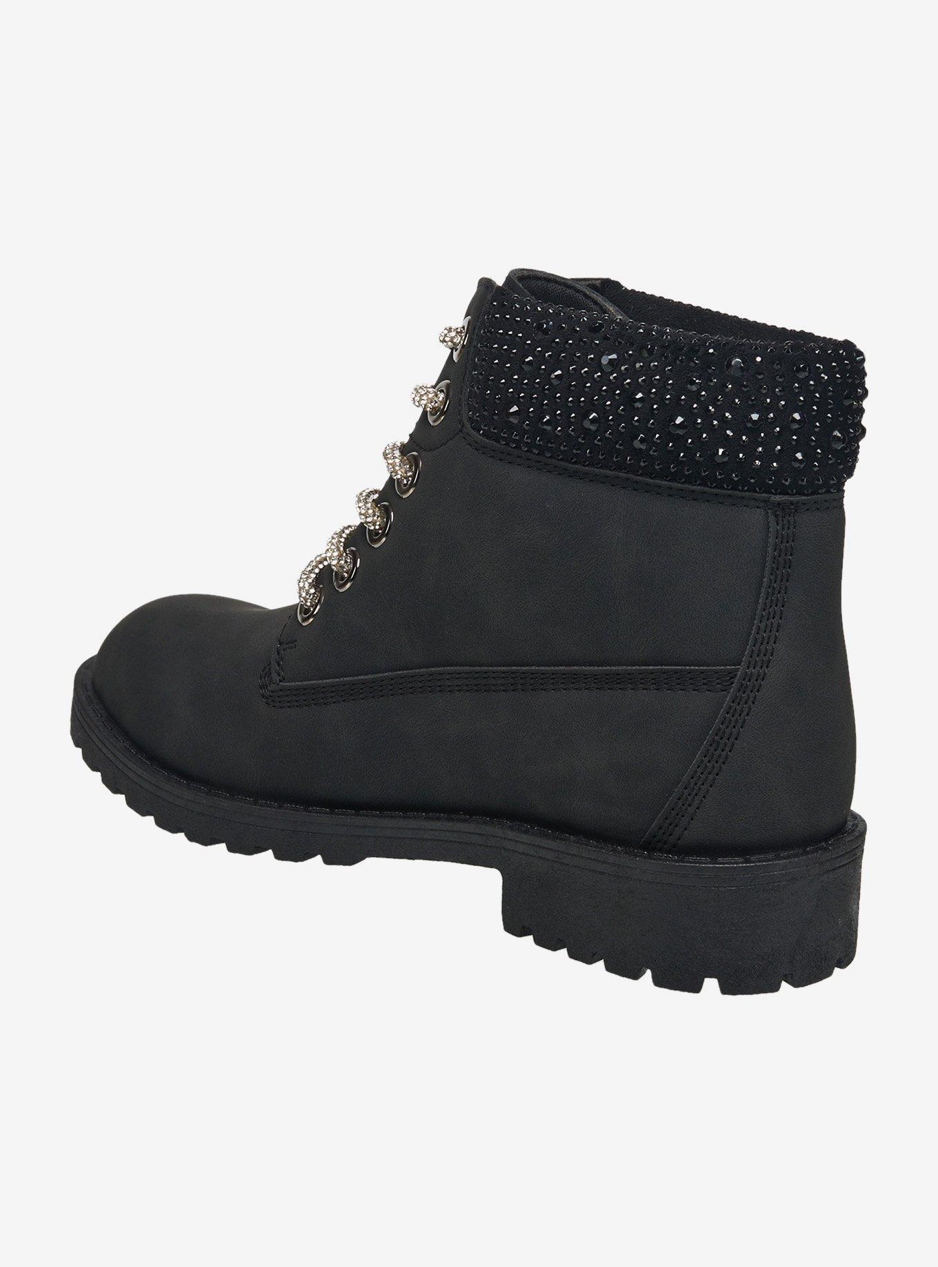 Faith Bling Lace Combat Boot Black, BLACK, alternate - view 3